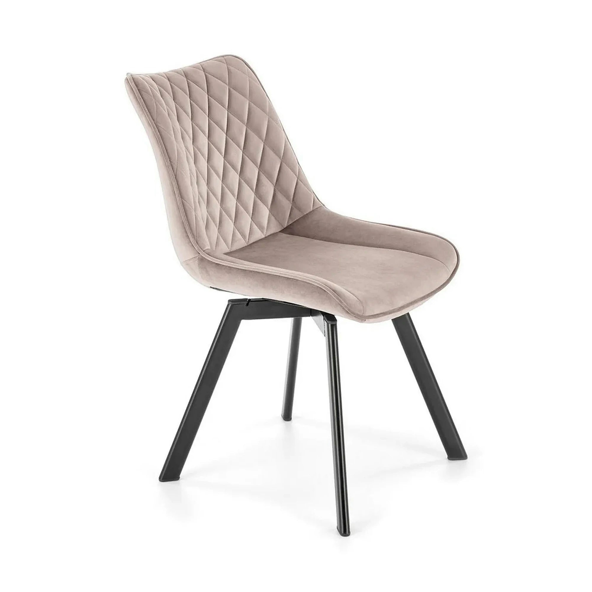 Scaun rotativ bucatarie K520, bej/negru, stofa catifelata/metal, 45x63x80 cm