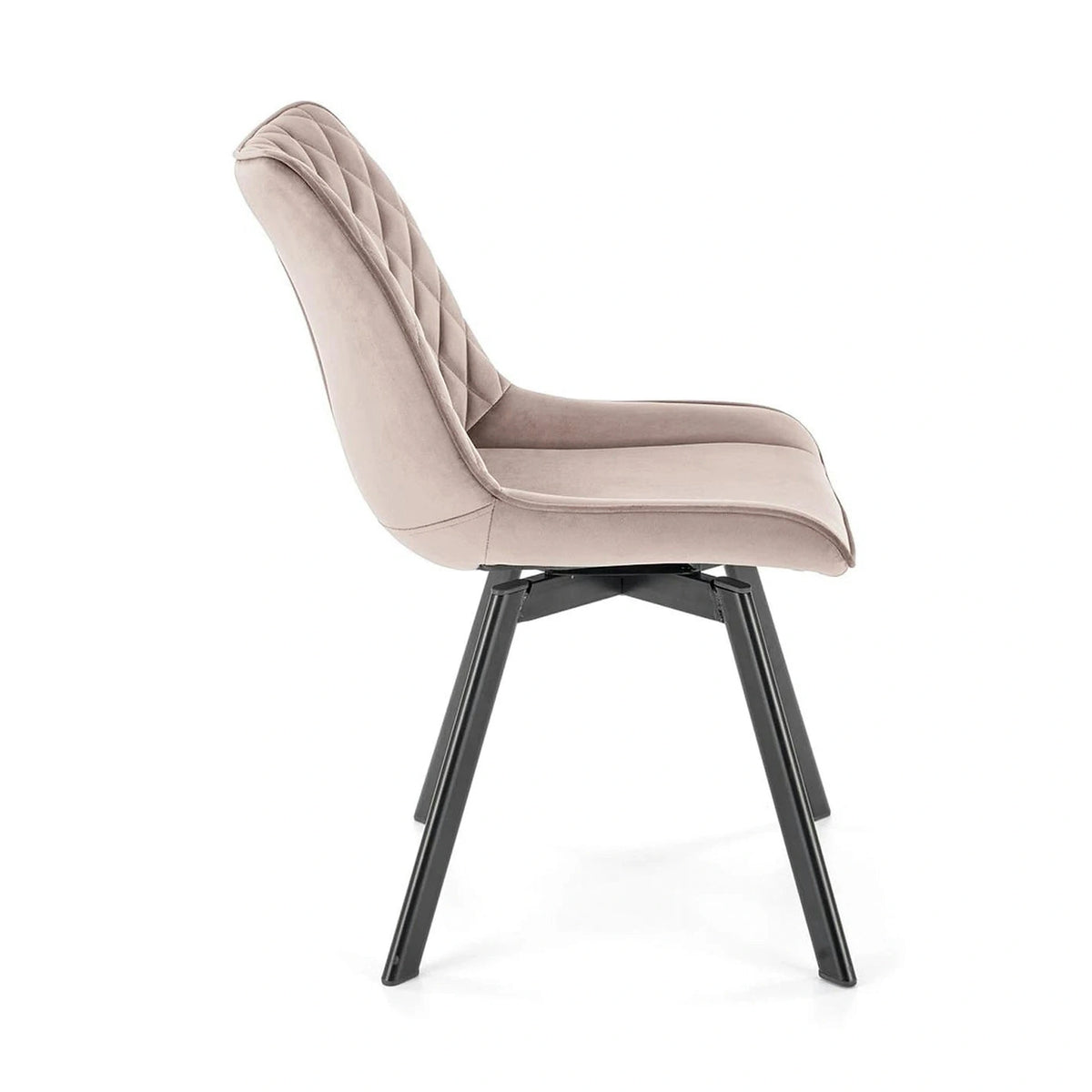 Scaun rotativ bucatarie K520, bej/negru, stofa catifelata/metal, 45x63x80 cm