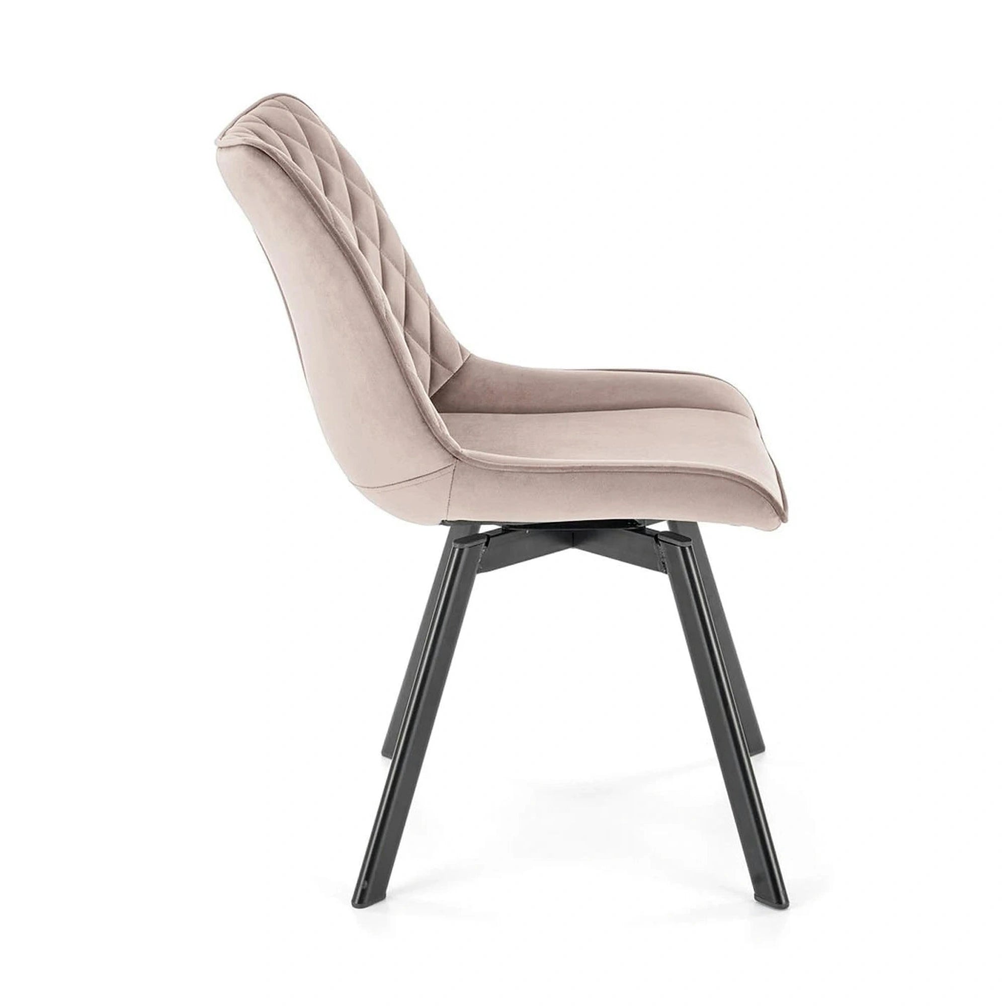 Scaun rotativ bucatarie K520, bej/negru, stofa catifelata/metal, 45x63x80 cm