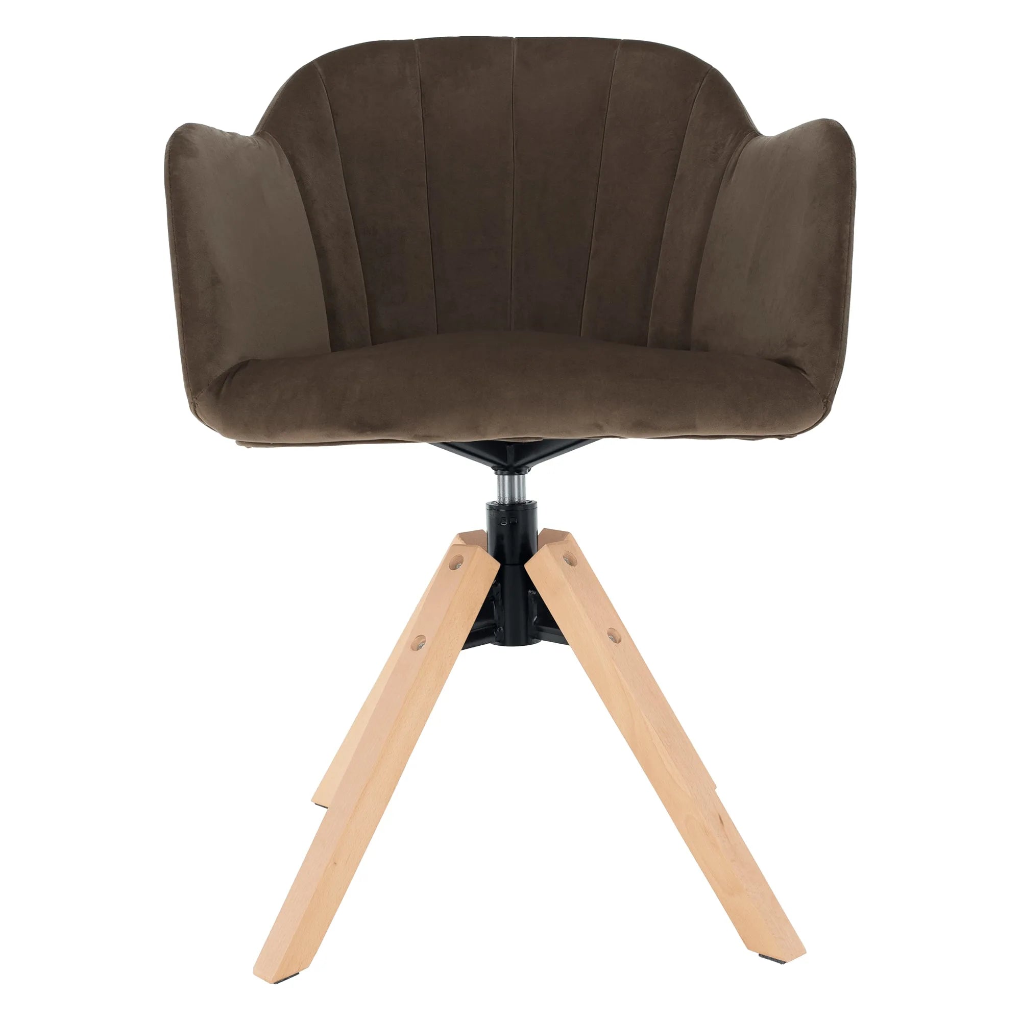 Scaun rotativ DALIO, maro/fag, stofa catifelata/lemn, 58x62x83 cm