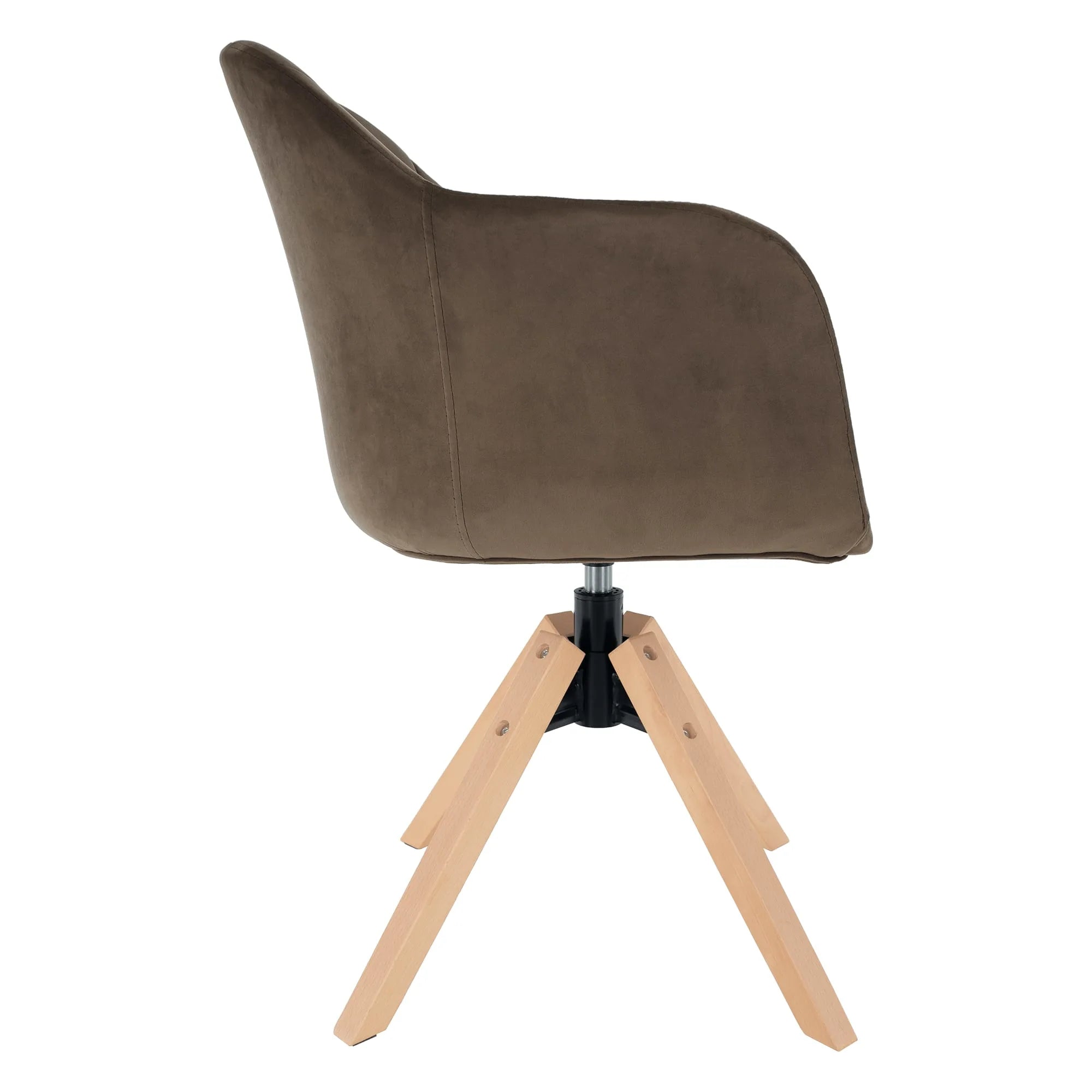 Scaun rotativ DALIO, maro/fag, stofa catifelata/lemn, 58x62x83 cm