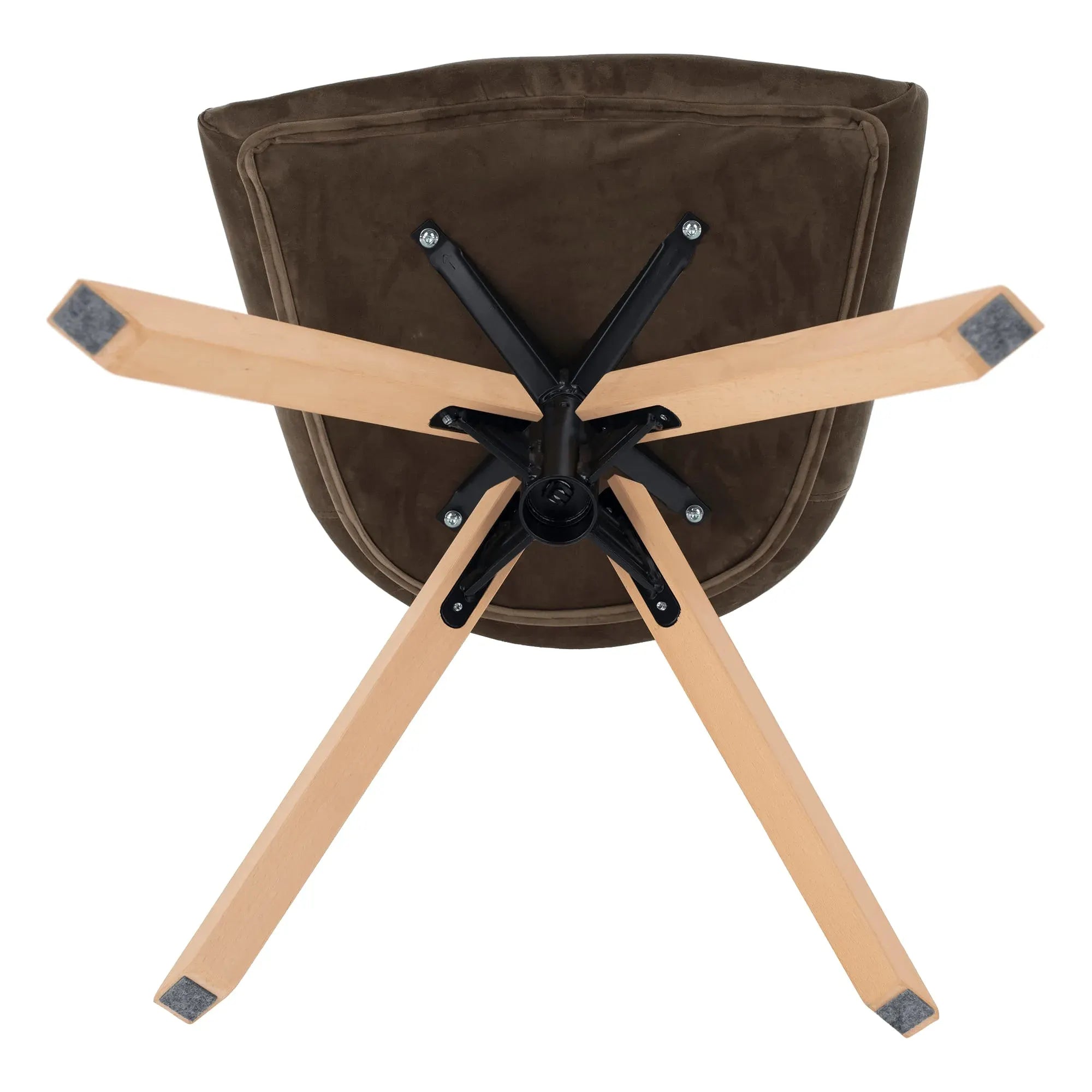 Scaun rotativ DALIO, maro/fag, stofa catifelata/lemn, 58x62x83 cm