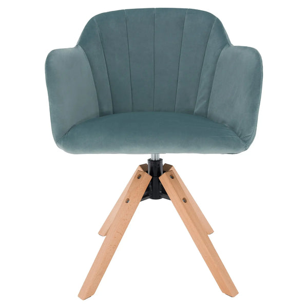 Scaun rotativ DALIO, verde menta/fag, stofa catifelata/lemn, 58x62x83 cm