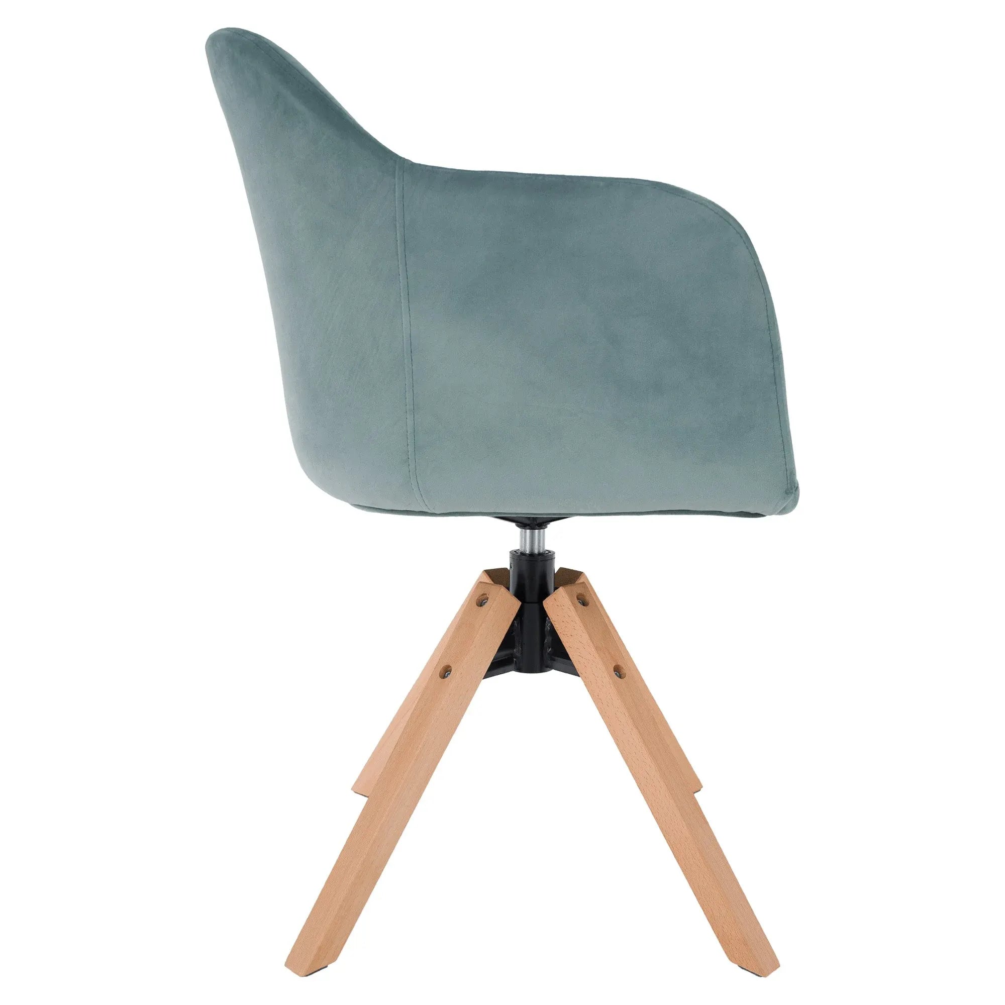 Scaun rotativ DALIO, verde menta/fag, stofa catifelata/lemn, 58x62x83 cm