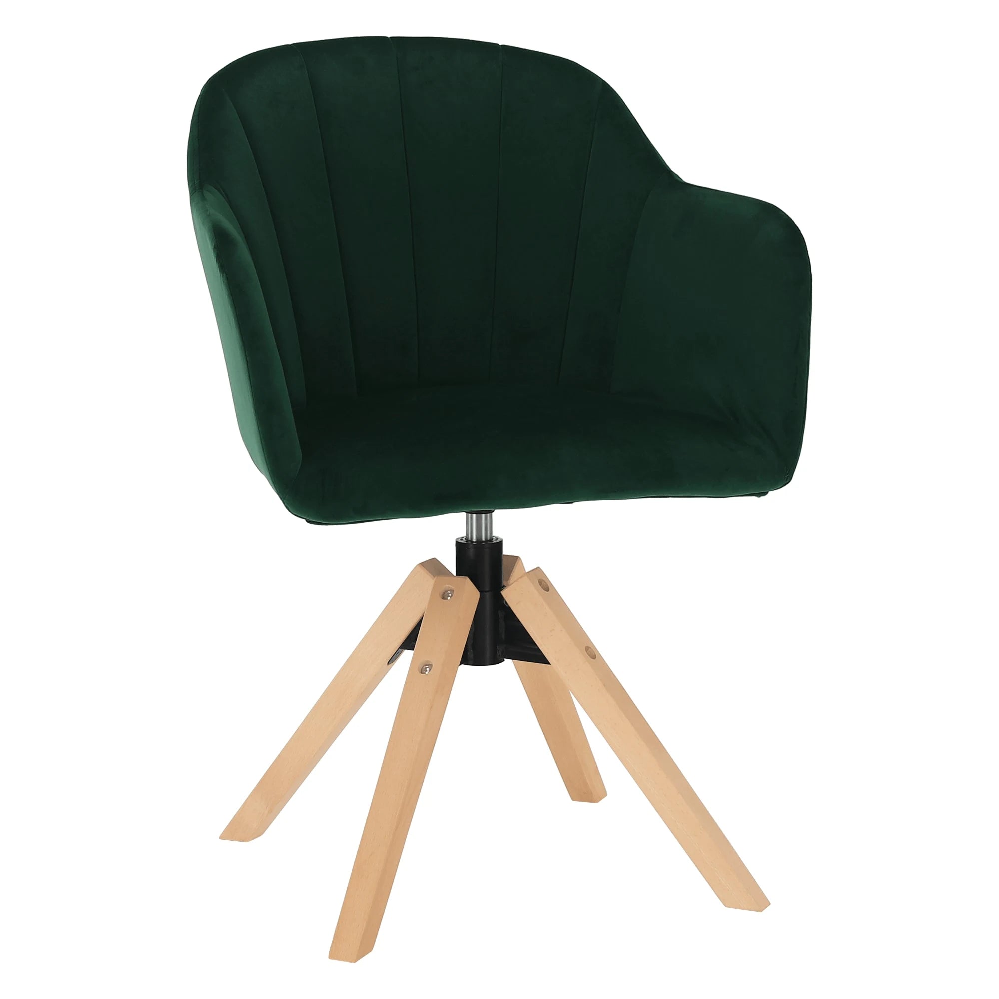 Scaun rotativ DALIO, verde smarald, stofa catifelata/lemn, 58x62x83 cm