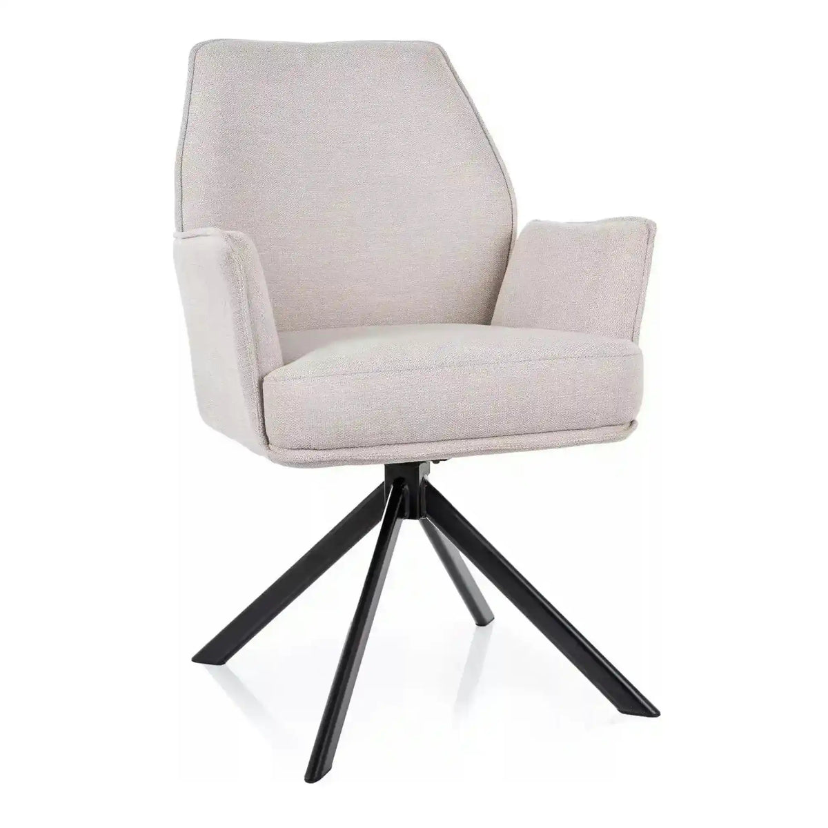 Scaun rotativ HUGO, bej deschis/negru, stofa clasica/metal, 58x60x90 cm