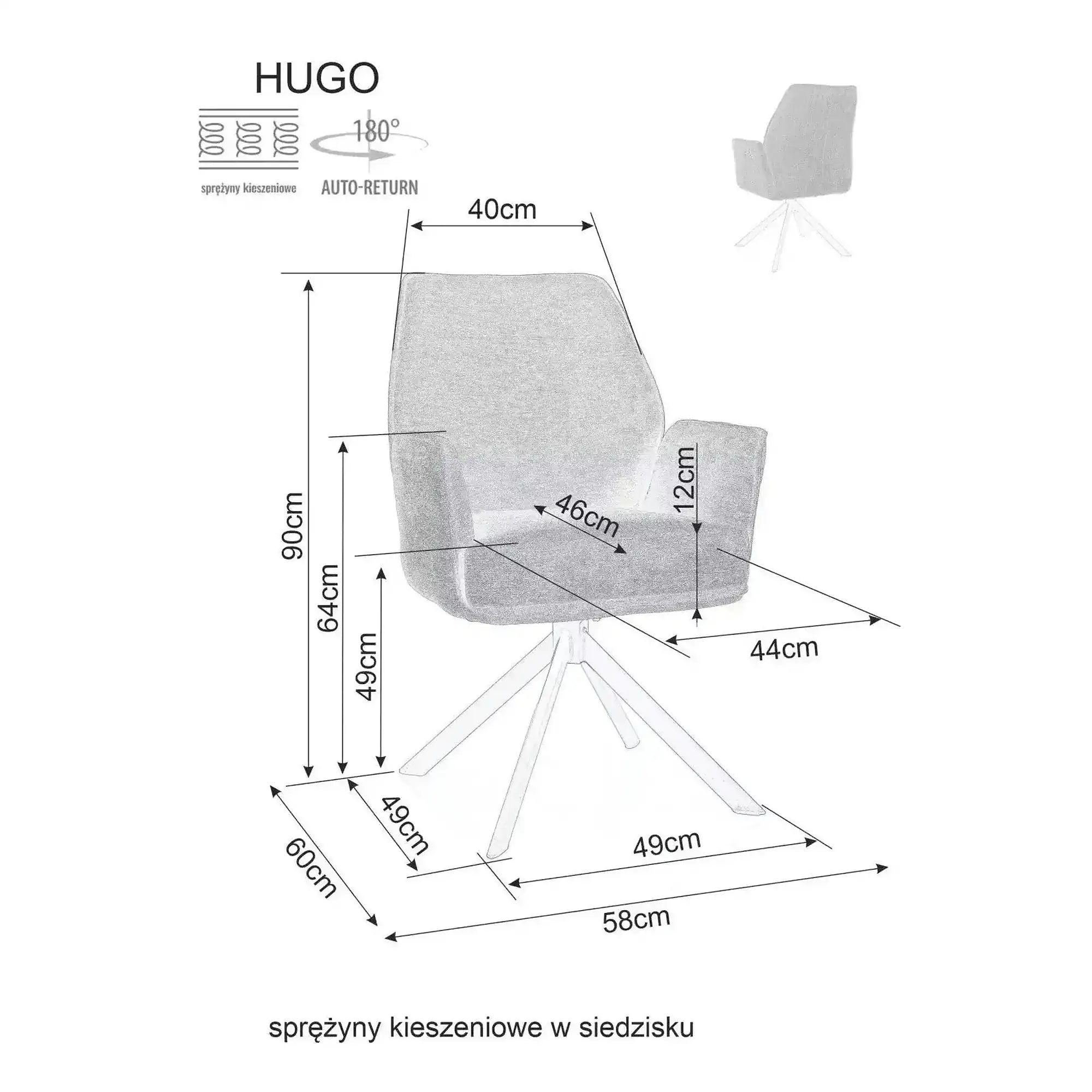 Scaun rotativ HUGO, bej deschis/negru, stofa clasica/metal, 58x60x90 cm