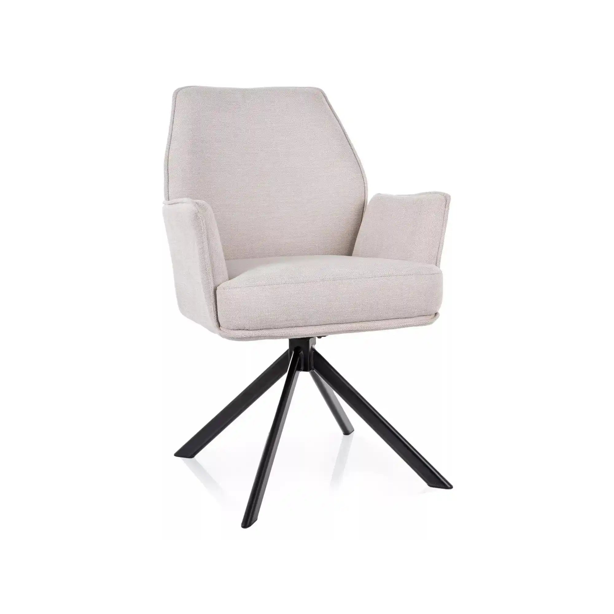 Scaun rotativ HUGO, bej deschis/negru, stofa clasica/metal, 58x60x90 cm