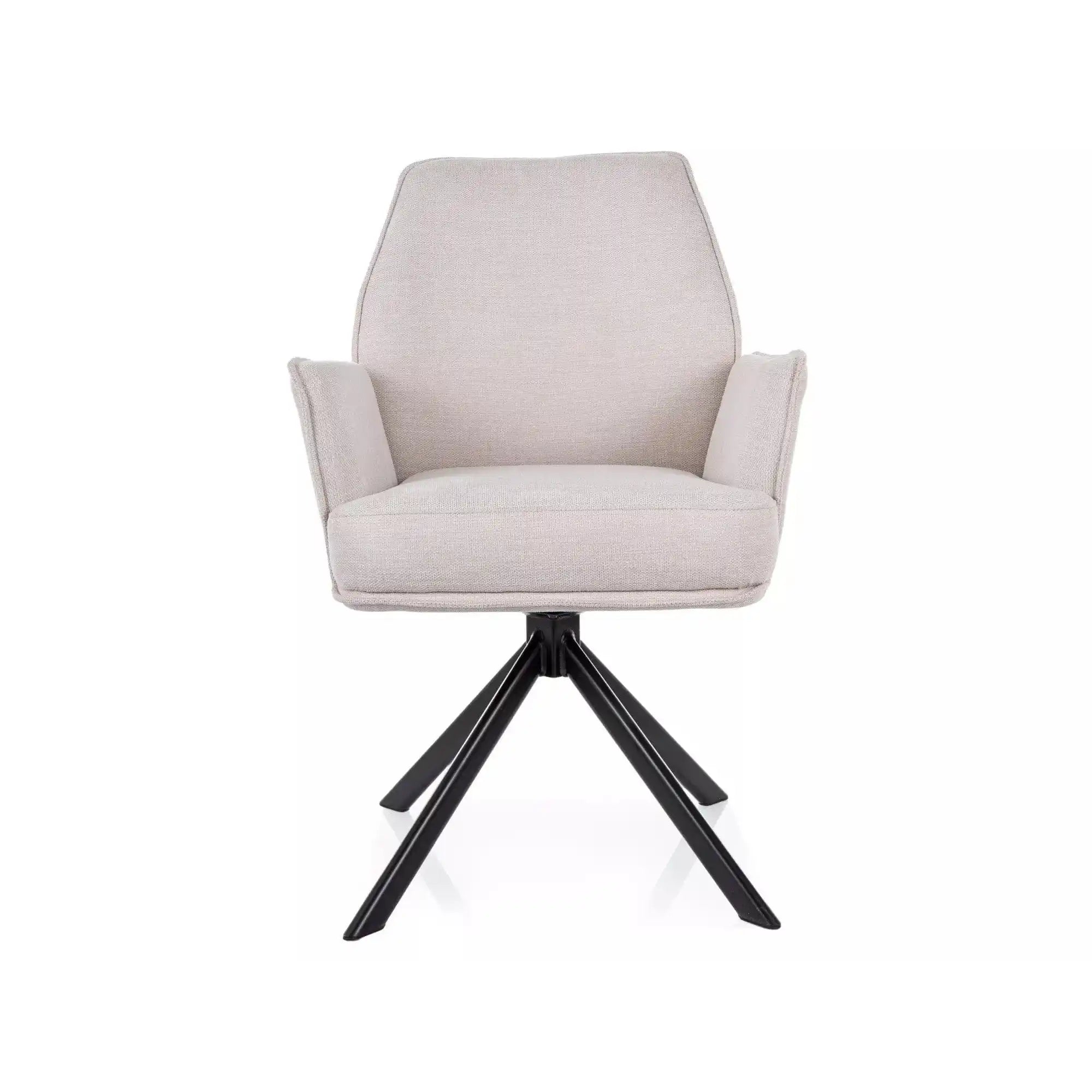 Scaun rotativ HUGO, bej deschis/negru, stofa clasica/metal, 58x60x90 cm