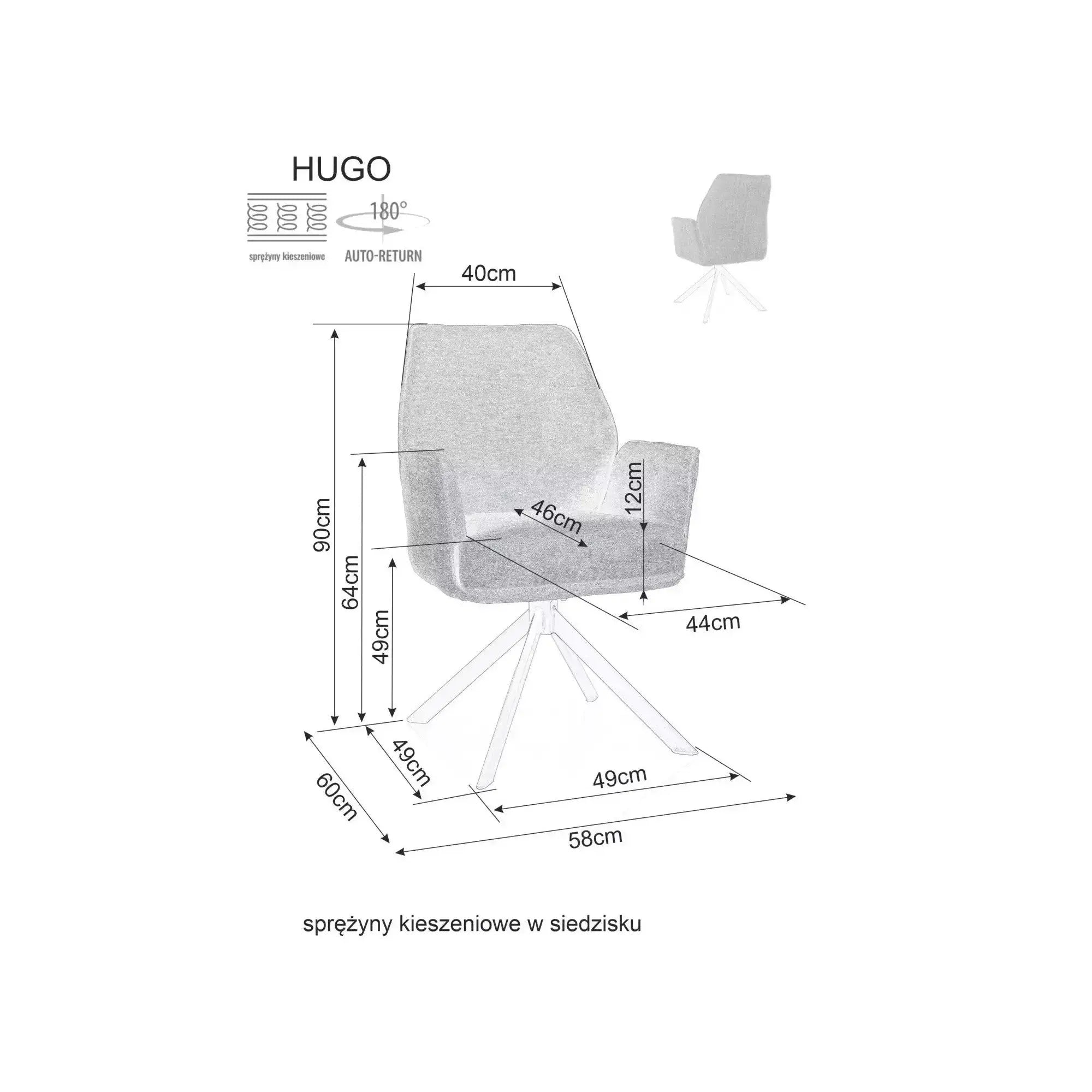 Scaun rotativ HUGO, bej deschis/negru, stofa clasica/metal, 58x60x90 cm
