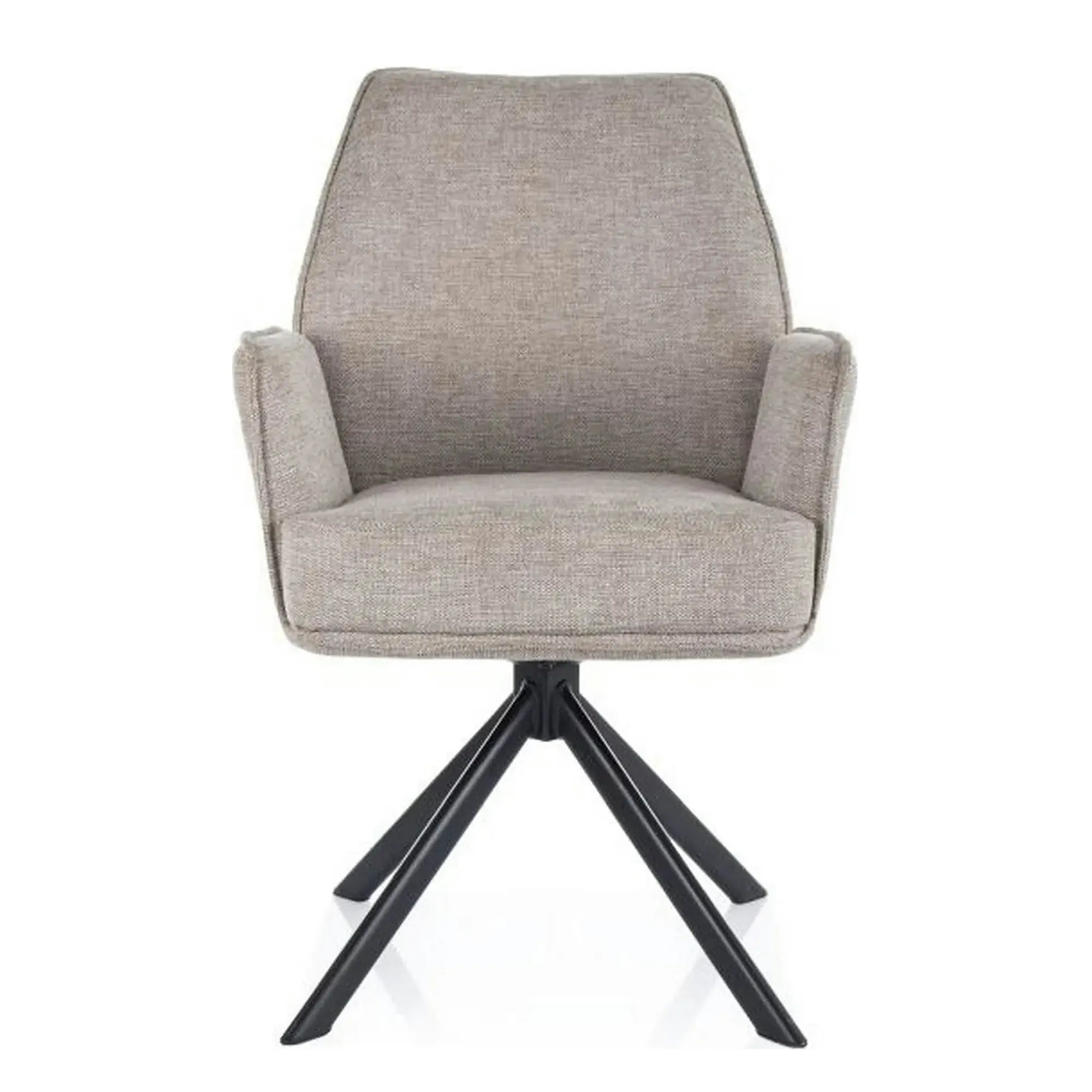 Scaun rotativ HUGO, bej/negru, stofa clasica/metal, 58x46x90 cm