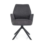 Scaun rotativ HUGO, gri inchis/negru, stofa clasica/metal, 58x46x90 cm