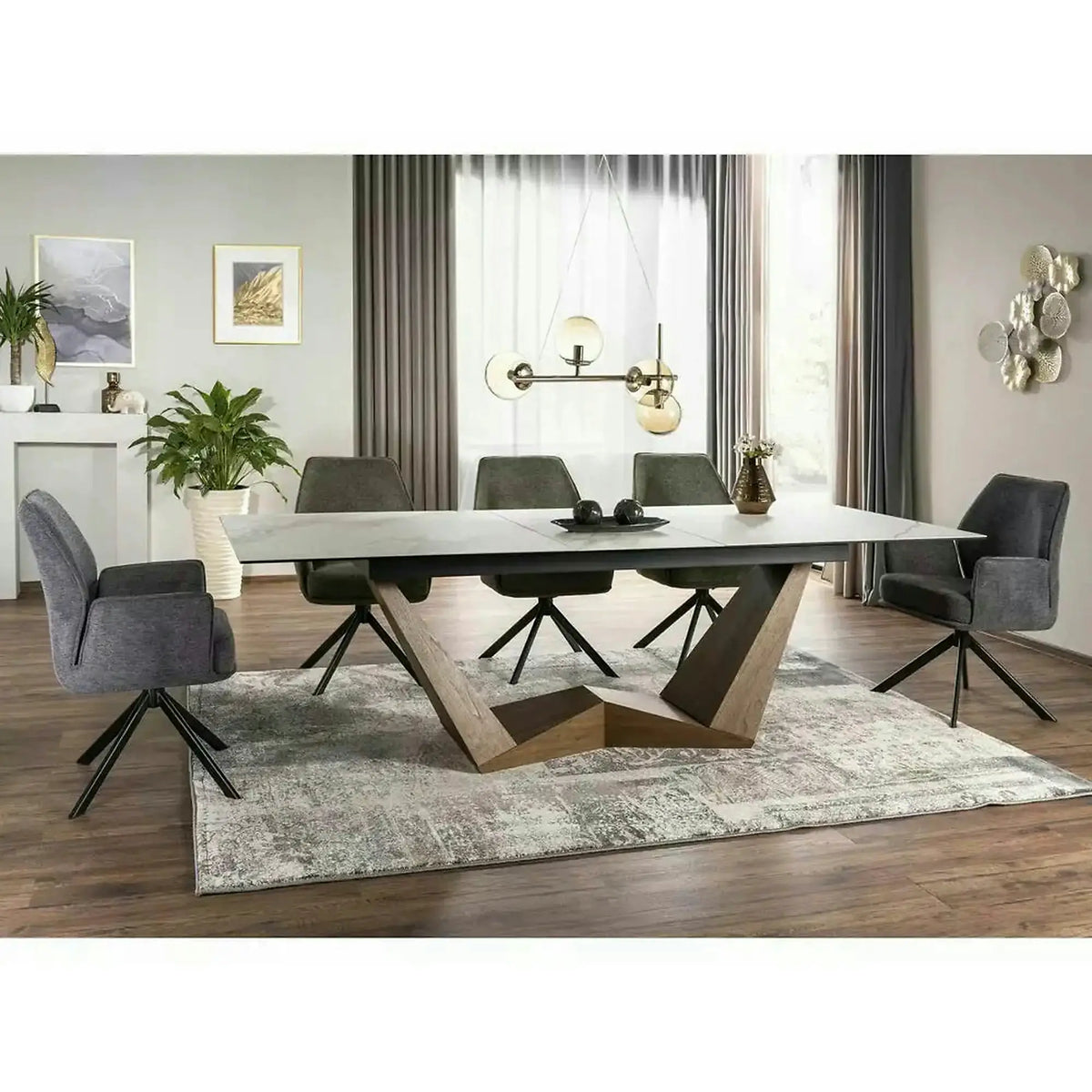 Scaun rotativ HUGO, gri/negru, stofa clasica/metal, 58x46x90 cm
