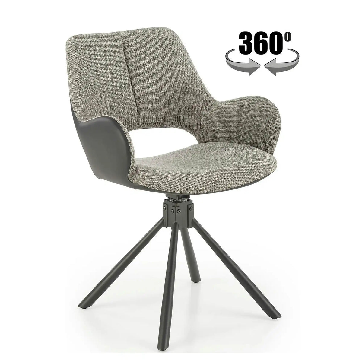 Scaun rotativ K494, gri/negru, stofa/piele ecologica, 57X59X85 cm