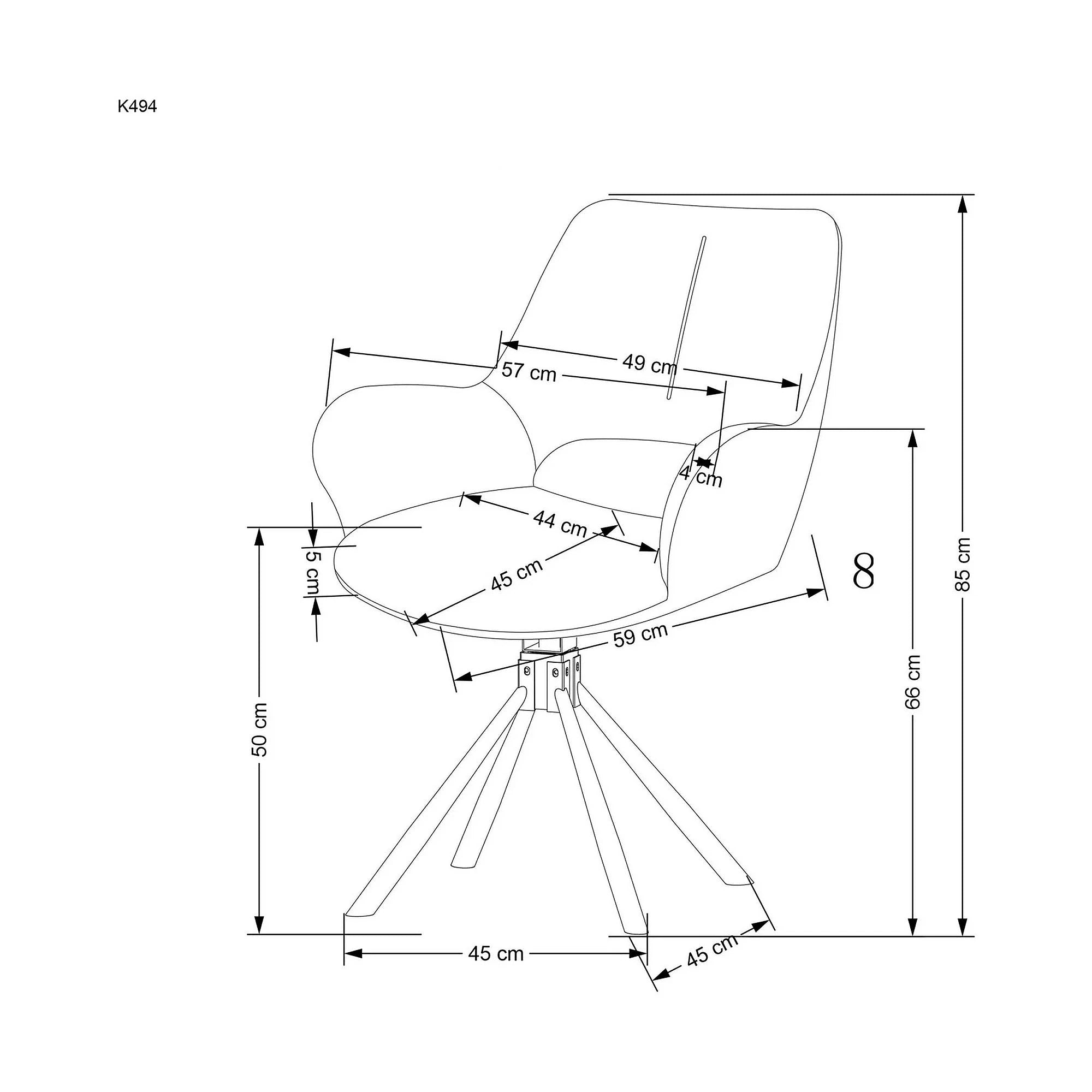 Scaun rotativ K494, gri/negru, stofa/piele ecologica, 57X59X85 cm