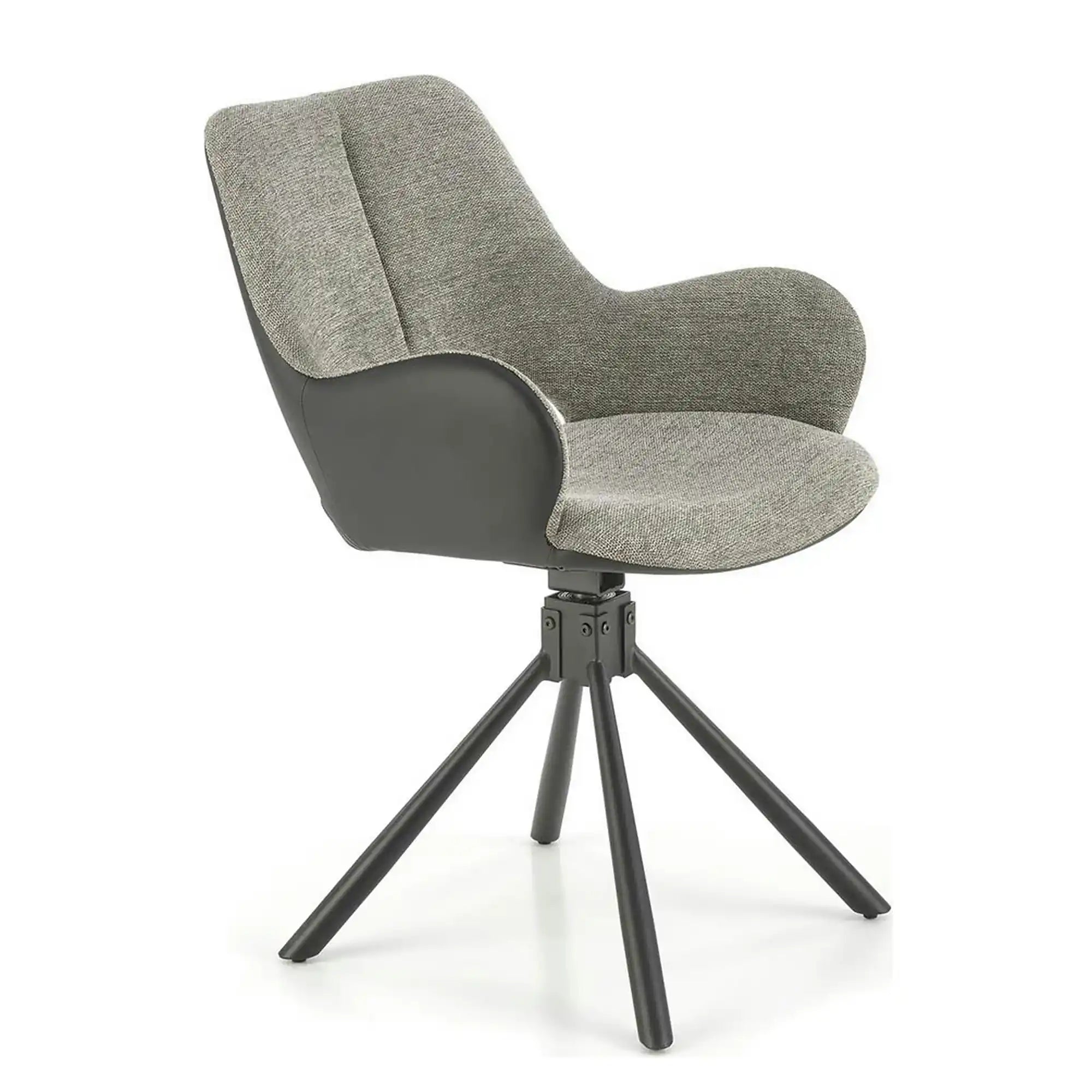 Scaun rotativ K494, gri/negru, stofa/piele ecologica, 57X59X85 cm