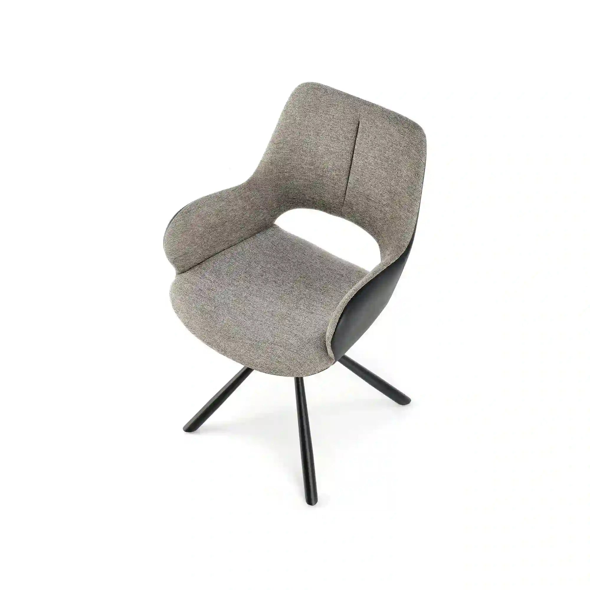 Scaun rotativ K494, gri/negru, stofa/piele ecologica, 57X59X85 cm