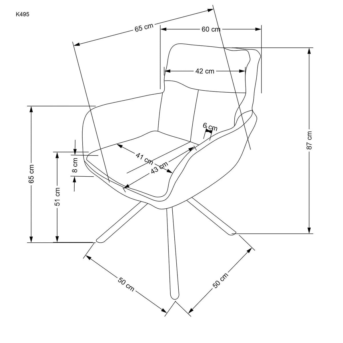 Scaun rotativ K495, bej/casmir, stofa/metal, 60x65x87 cm