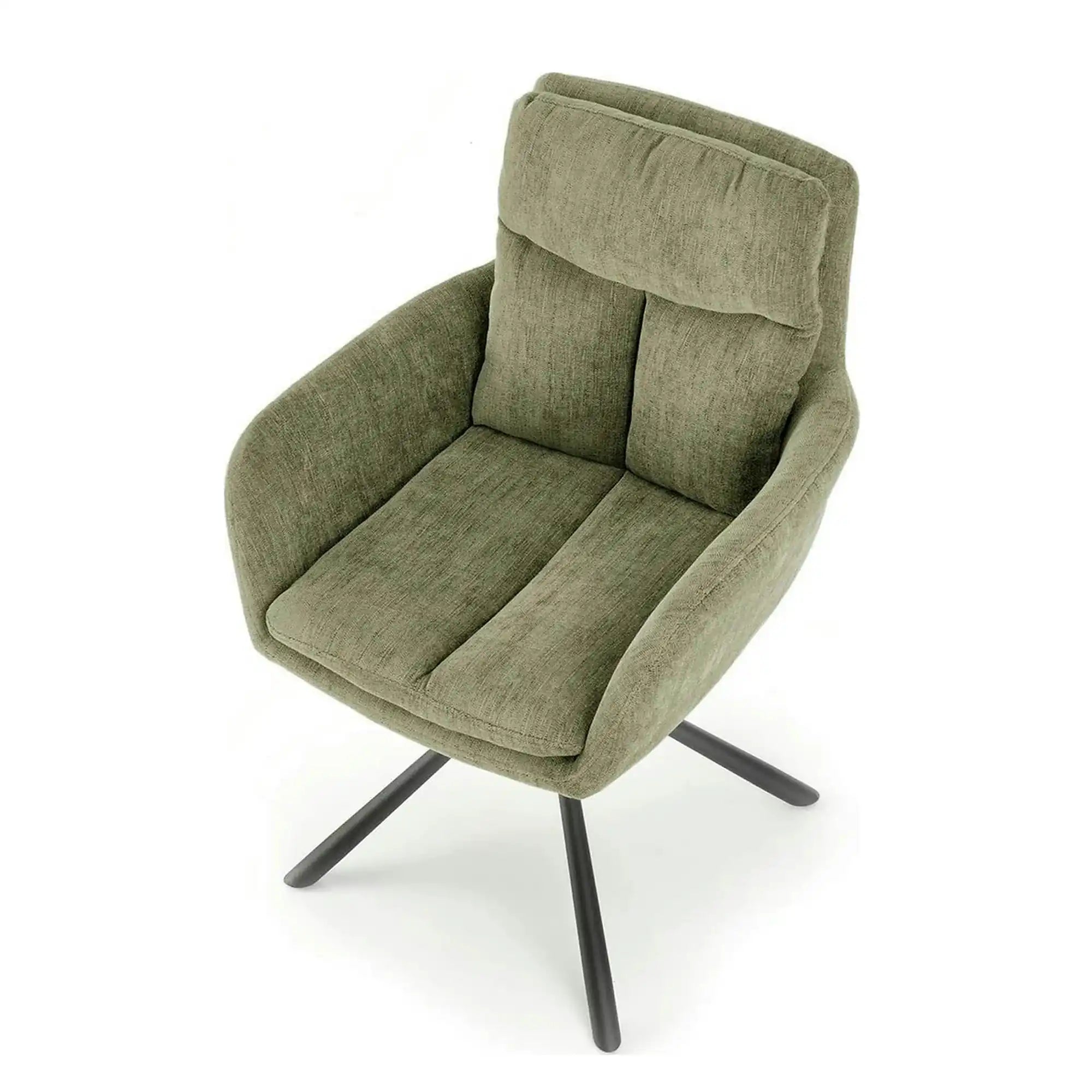 Scaun rotativ K495, verde/negru, stofa clasica/metal, 60x65x87 cm