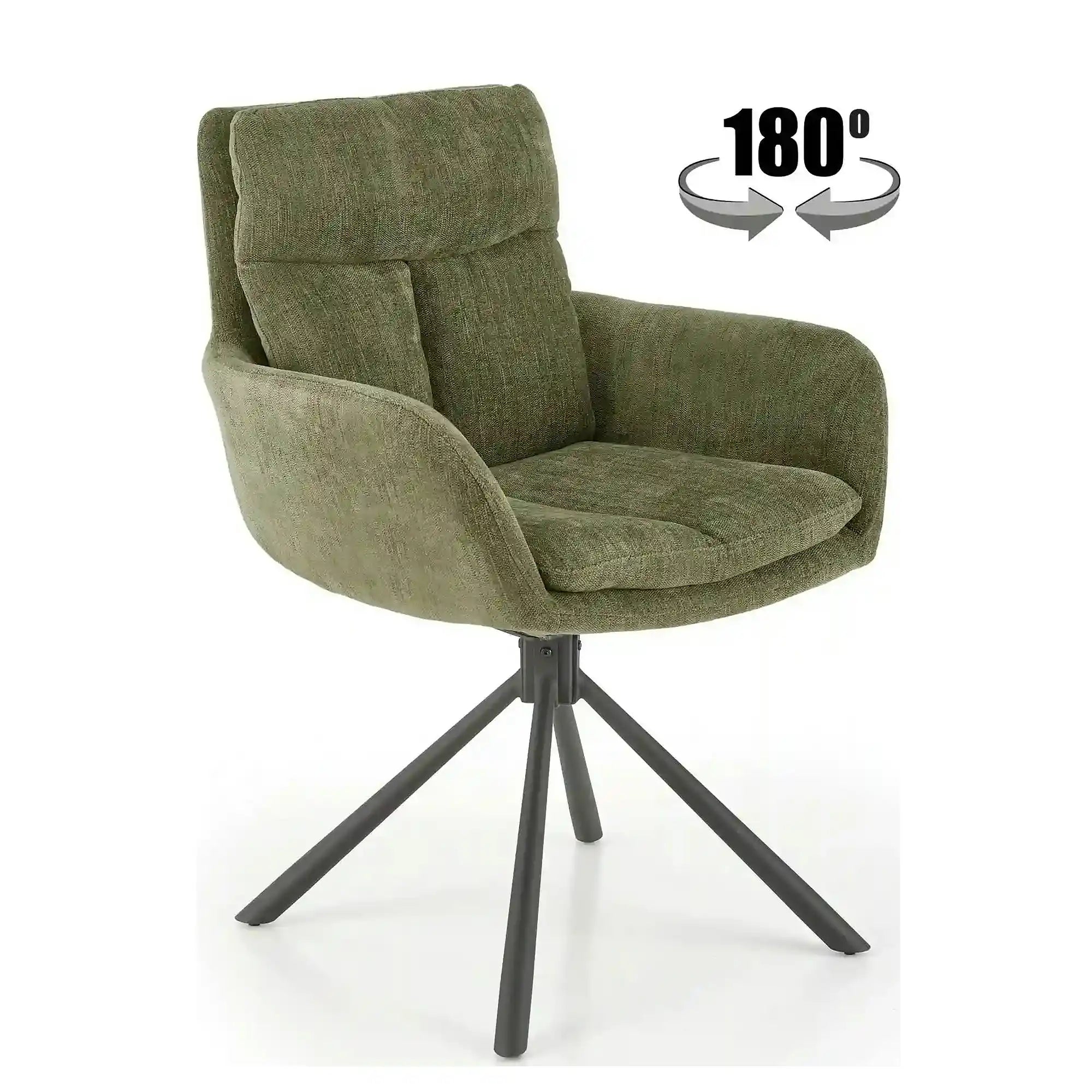 Scaun rotativ K495, verde/negru, stofa clasica/metal, 60x65x87 cm