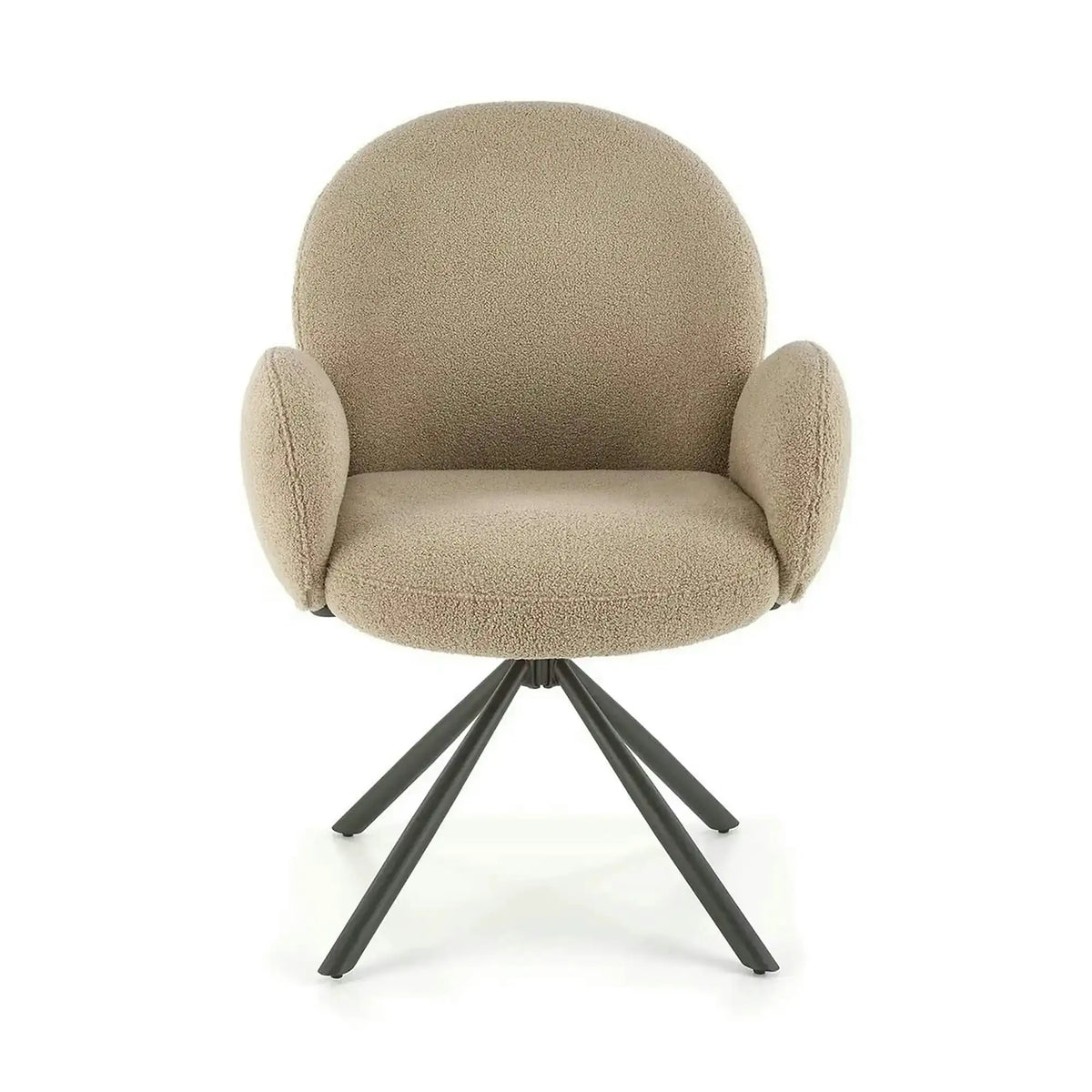 Scaun rotativ K498, cappuccino/negru, stofa buclata/metal, 64x63x90 cm