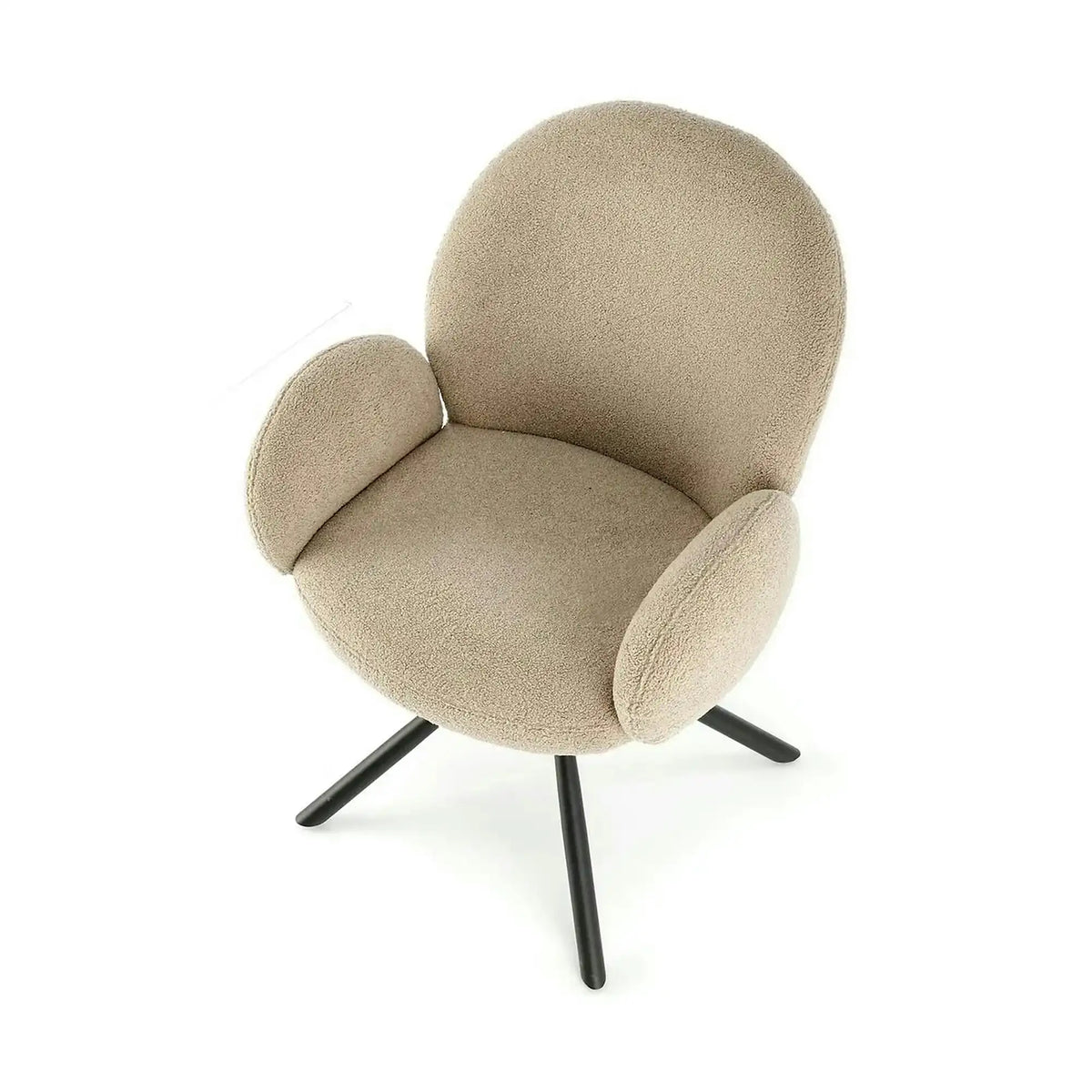 Scaun rotativ K498, cappuccino/negru, stofa buclata/metal, 64x63x90 cm