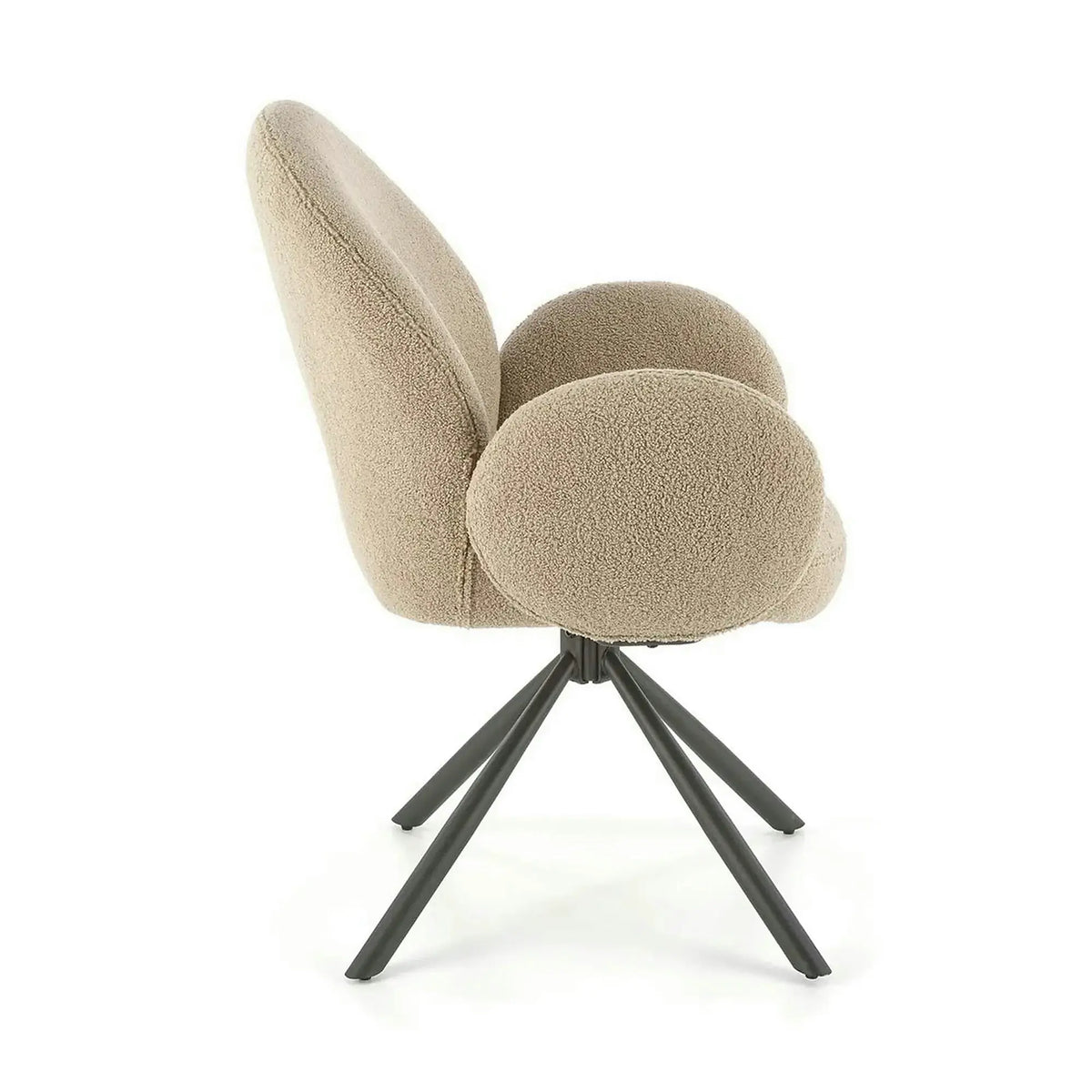 Scaun rotativ K498, cappuccino/negru, stofa buclata/metal, 64x63x90 cm