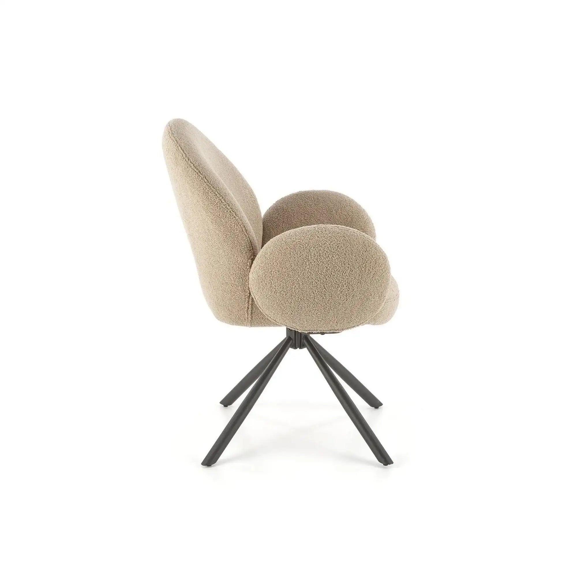 Scaun rotativ K498, cappuccino/negru, stofa buclata/metal, 64x63x90 cm