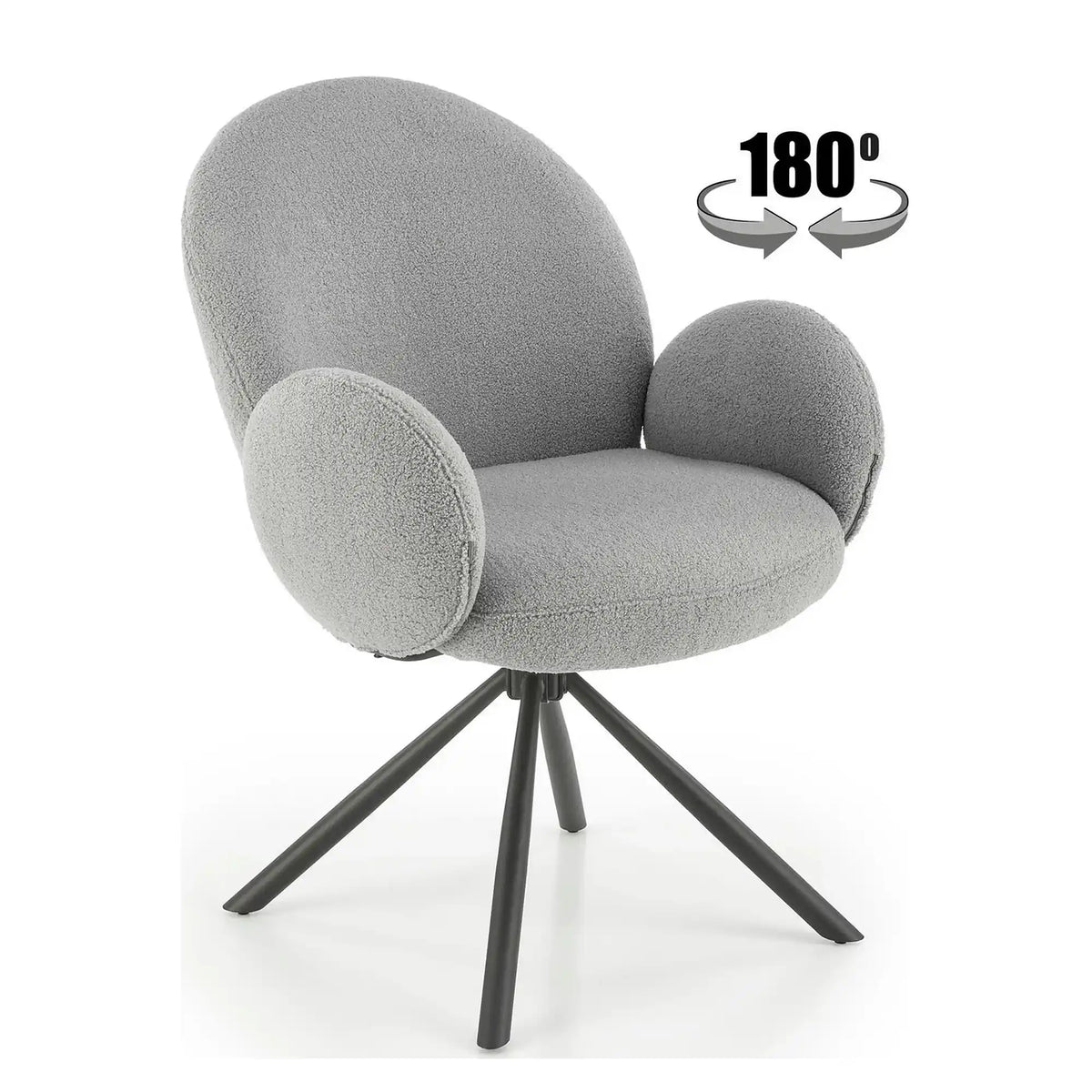 Scaun rotativ K498, gri, stofa/metal, 64x63x90 cm