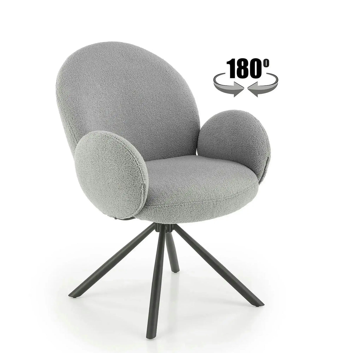 Scaun rotativ K498, gri, stofa/metal, 64x63x90 cm