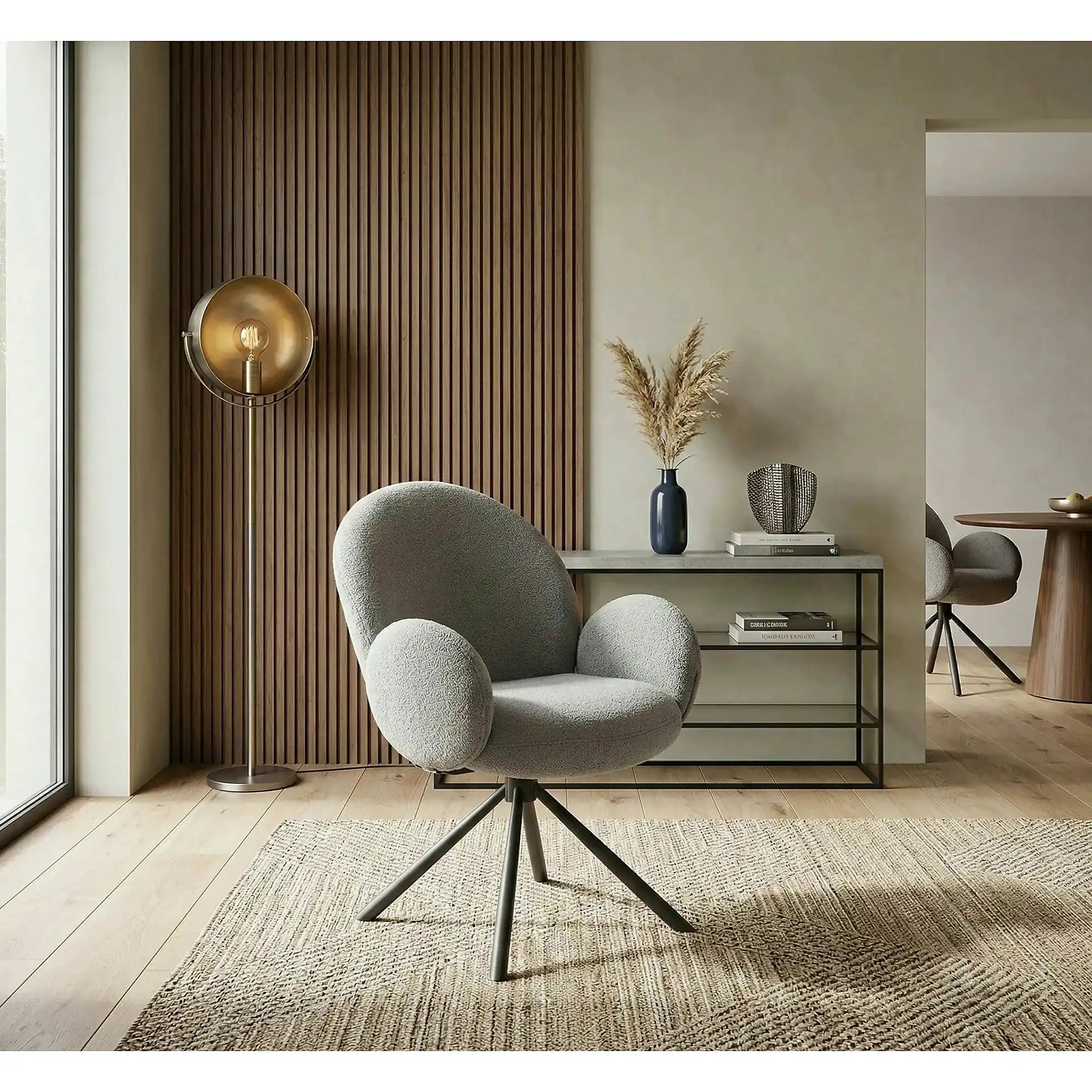 Scaun rotativ K498, gri, stofa/metal, 64x63x90 cm