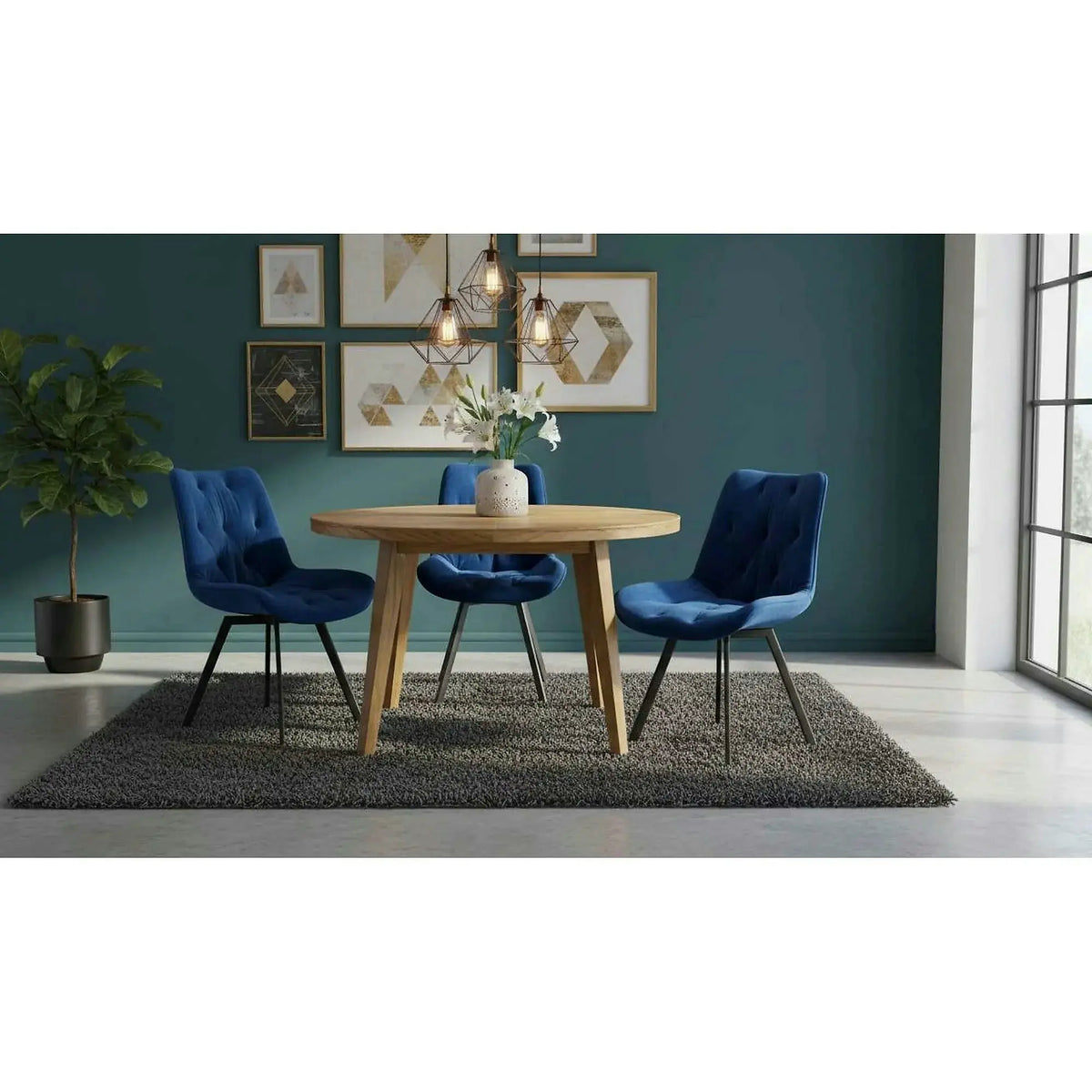 Scaun rotativ K519, albastru/negru, stofa catifelata/metal, 54x63x86 cm
