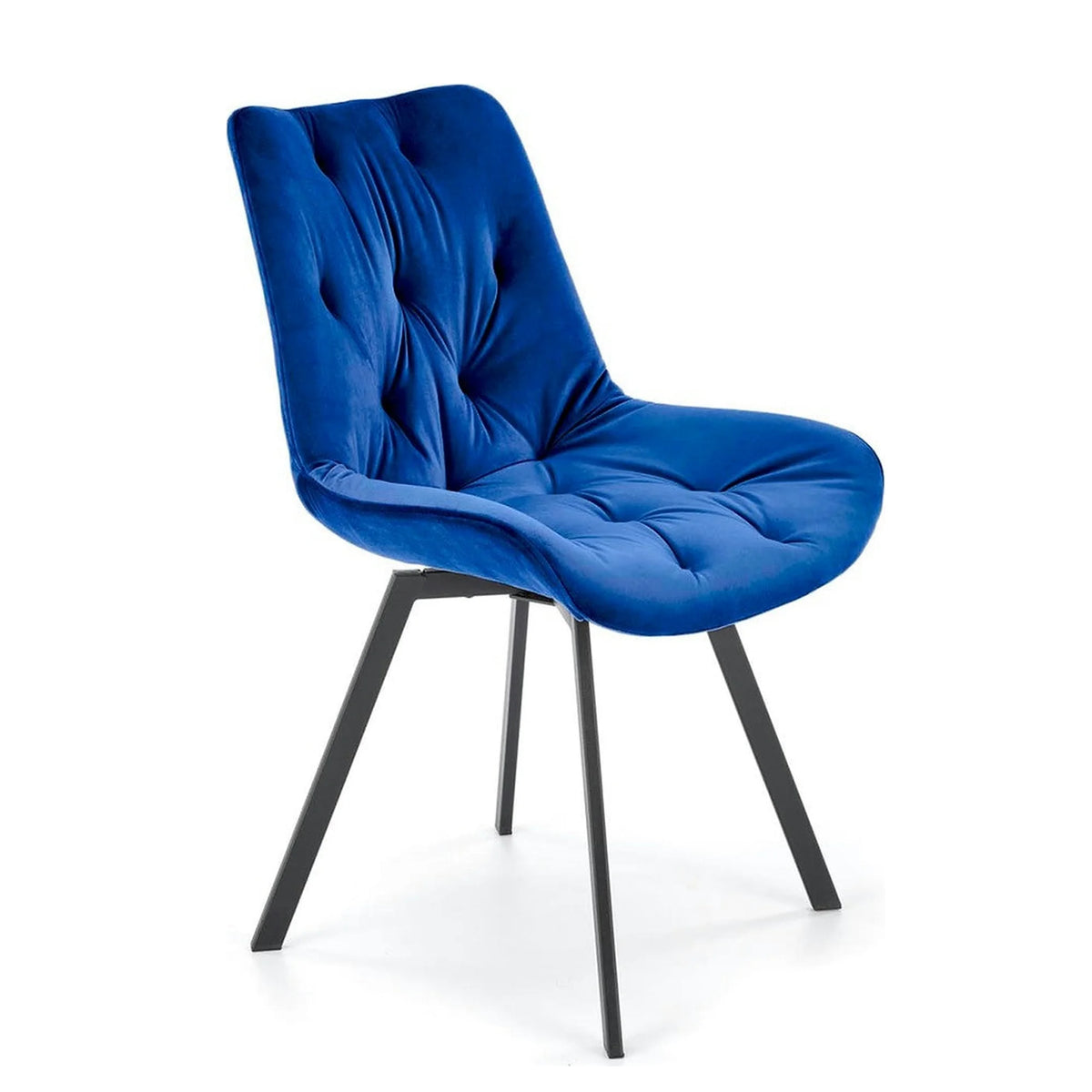 Scaun rotativ K519, albastru/negru, stofa catifelata/metal, 54x63x86 cm