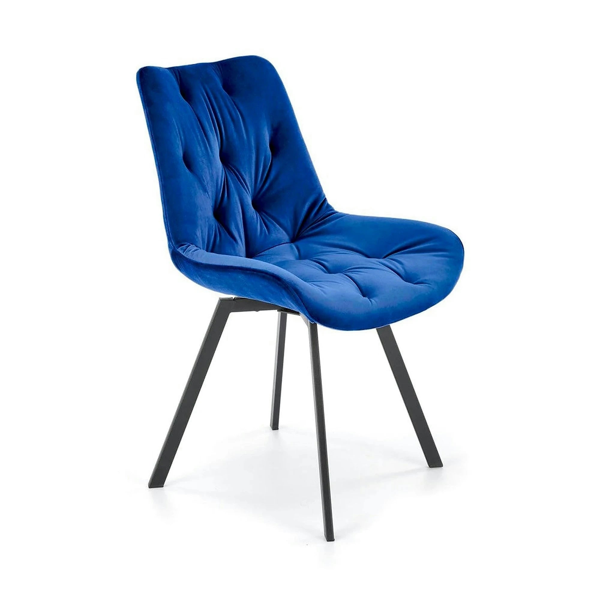 Scaun rotativ K519, albastru/negru, stofa catifelata/metal, 54x63x86 cm