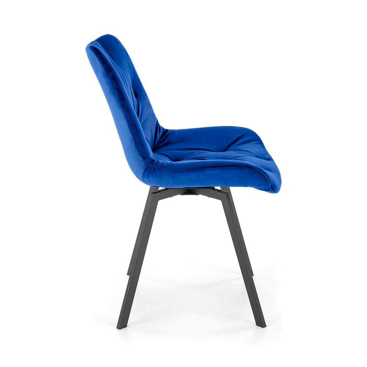 Scaun rotativ K519, albastru/negru, stofa catifelata/metal, 54x63x86 cm