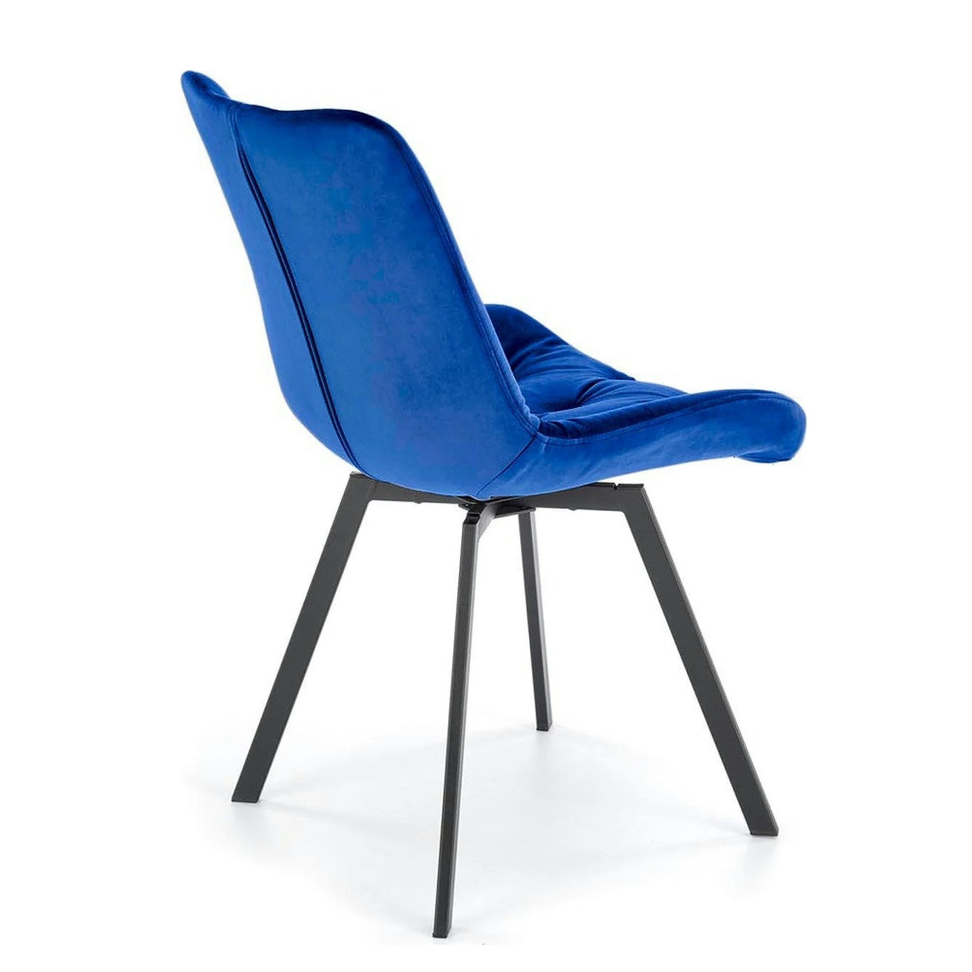 Scaun rotativ K519, albastru/negru, stofa catifelata/metal, 54x63x86 cm