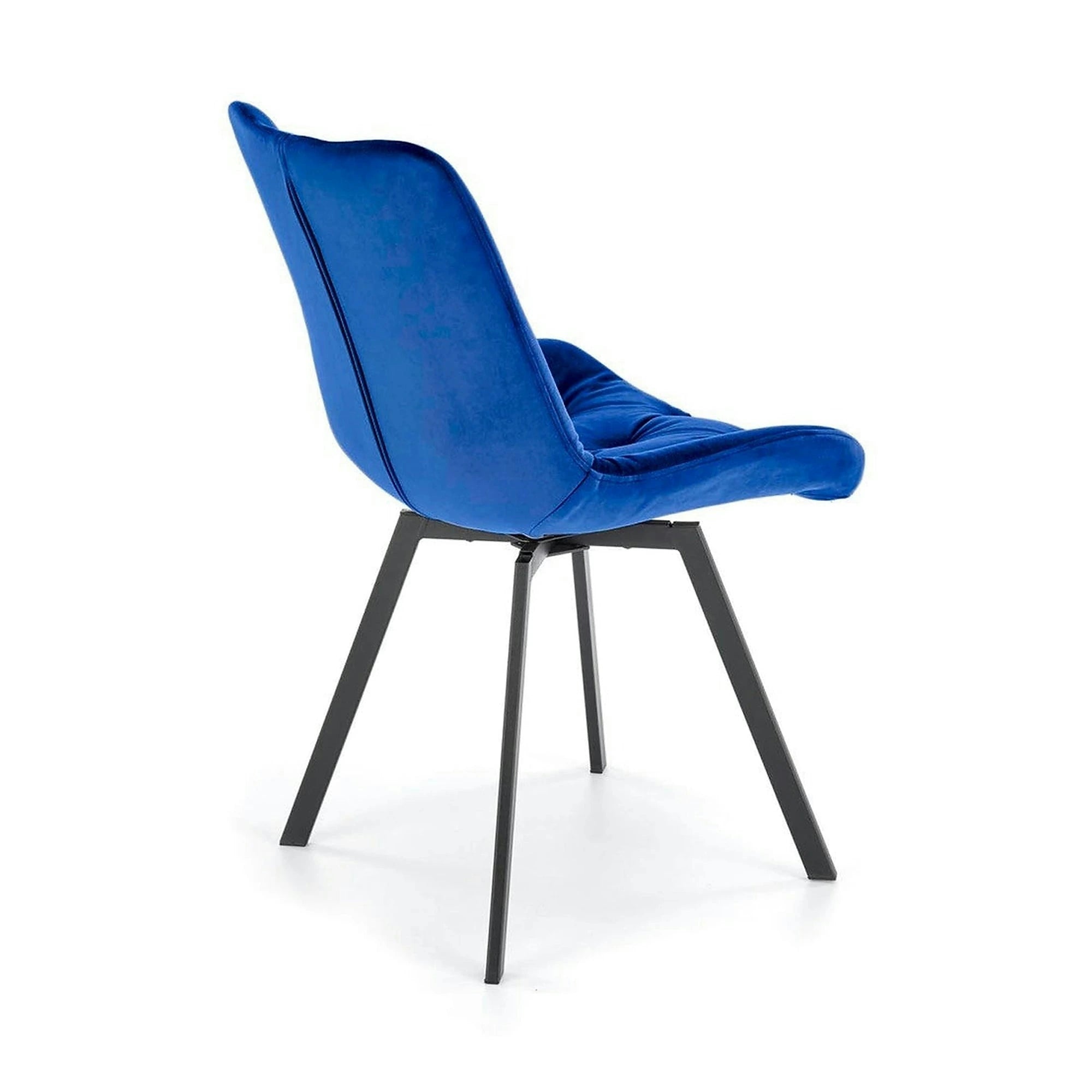 Scaun rotativ K519, albastru/negru, stofa catifelata/metal, 54x63x86 cm