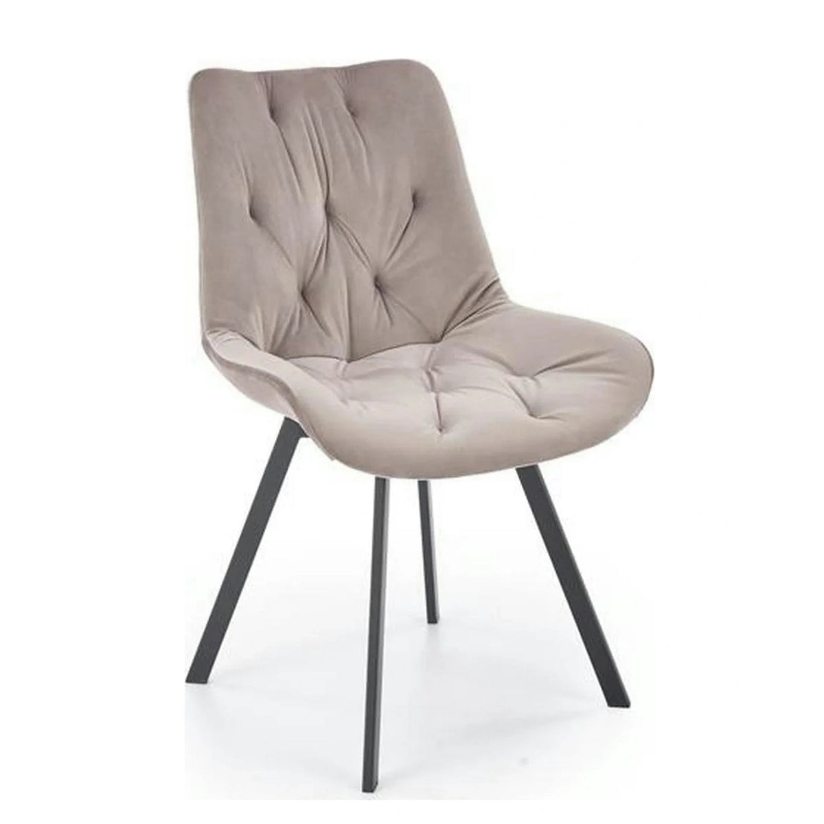 Scaun rotativ K519, bej/negru, stofa catifelata/metal, 54x63x86 cm