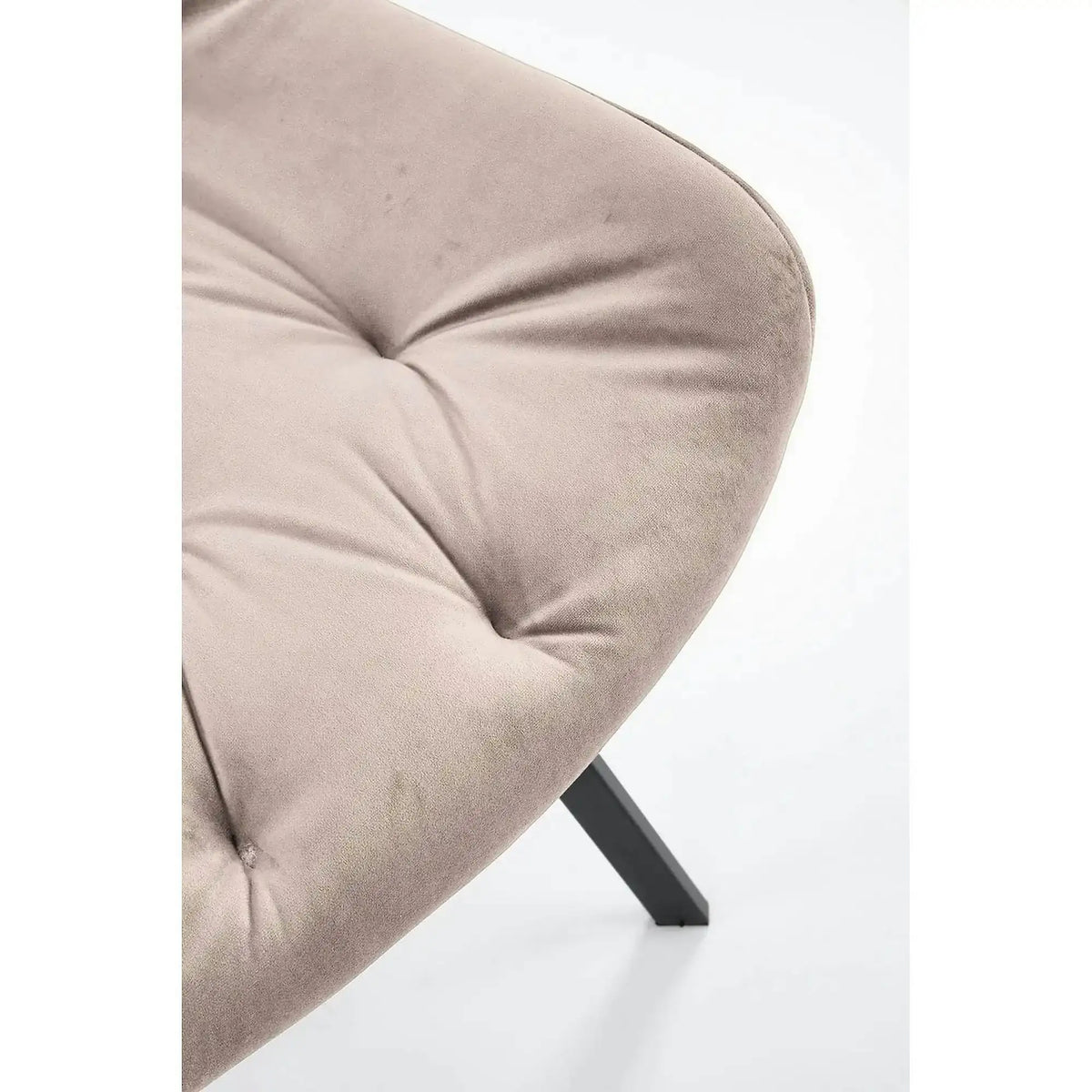 Scaun rotativ K519, bej/negru, stofa catifelata/metal, 54x63x86 cm