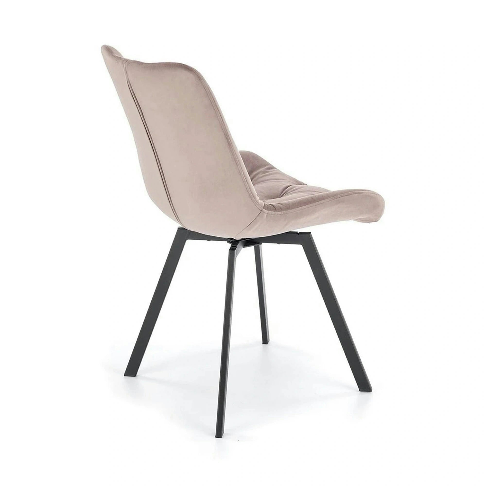 Scaun rotativ K519, bej/negru, stofa catifelata/metal, 54x63x86 cm