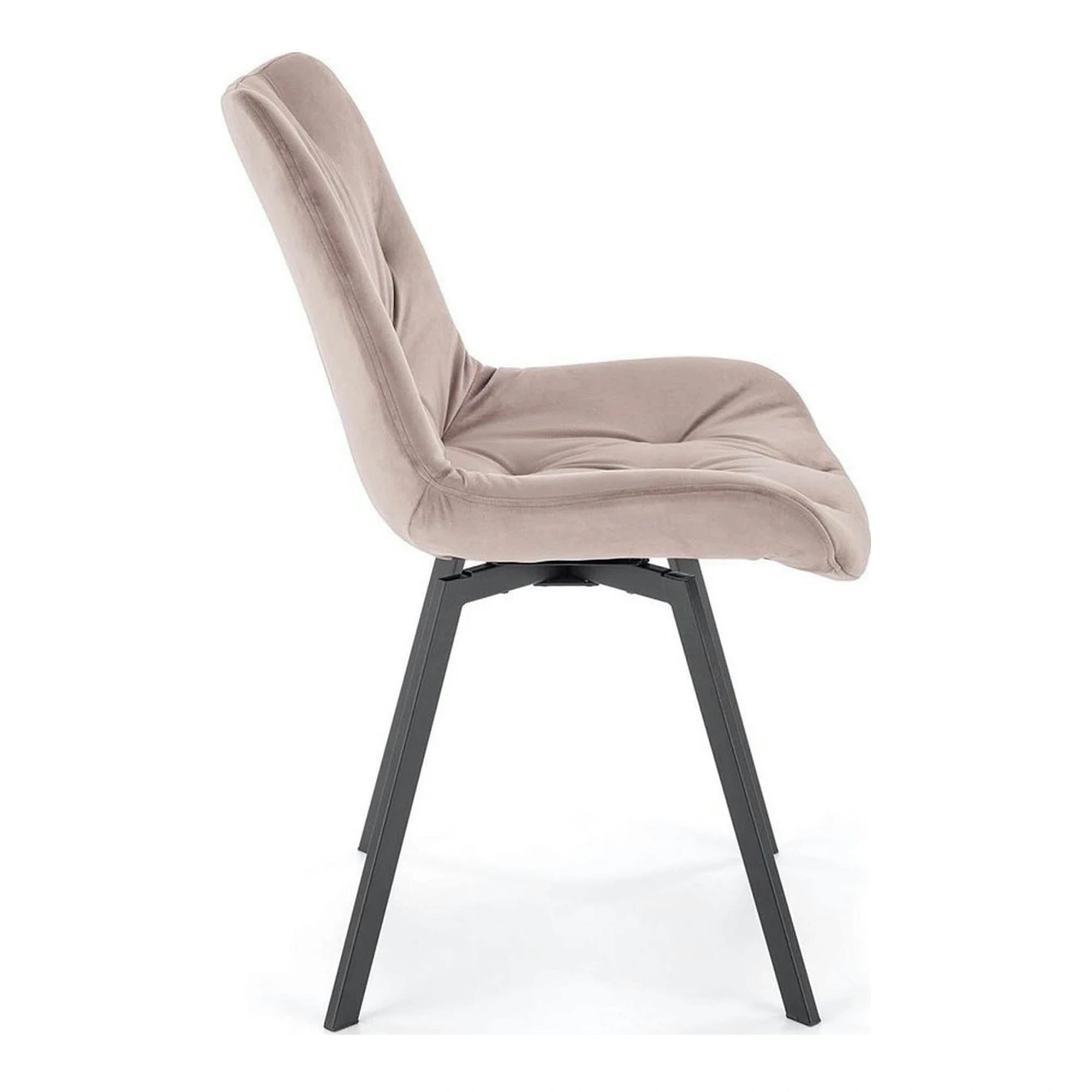 Scaun rotativ K519, bej/negru, stofa catifelata/metal, 54x63x86 cm