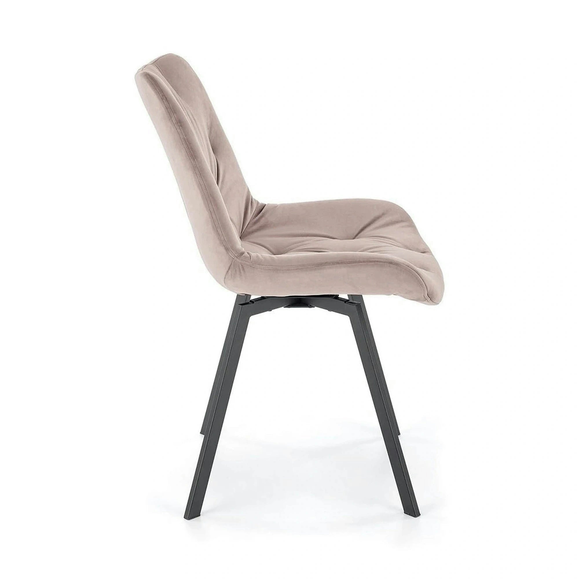 Scaun rotativ K519, bej/negru, stofa catifelata/metal, 54x63x86 cm
