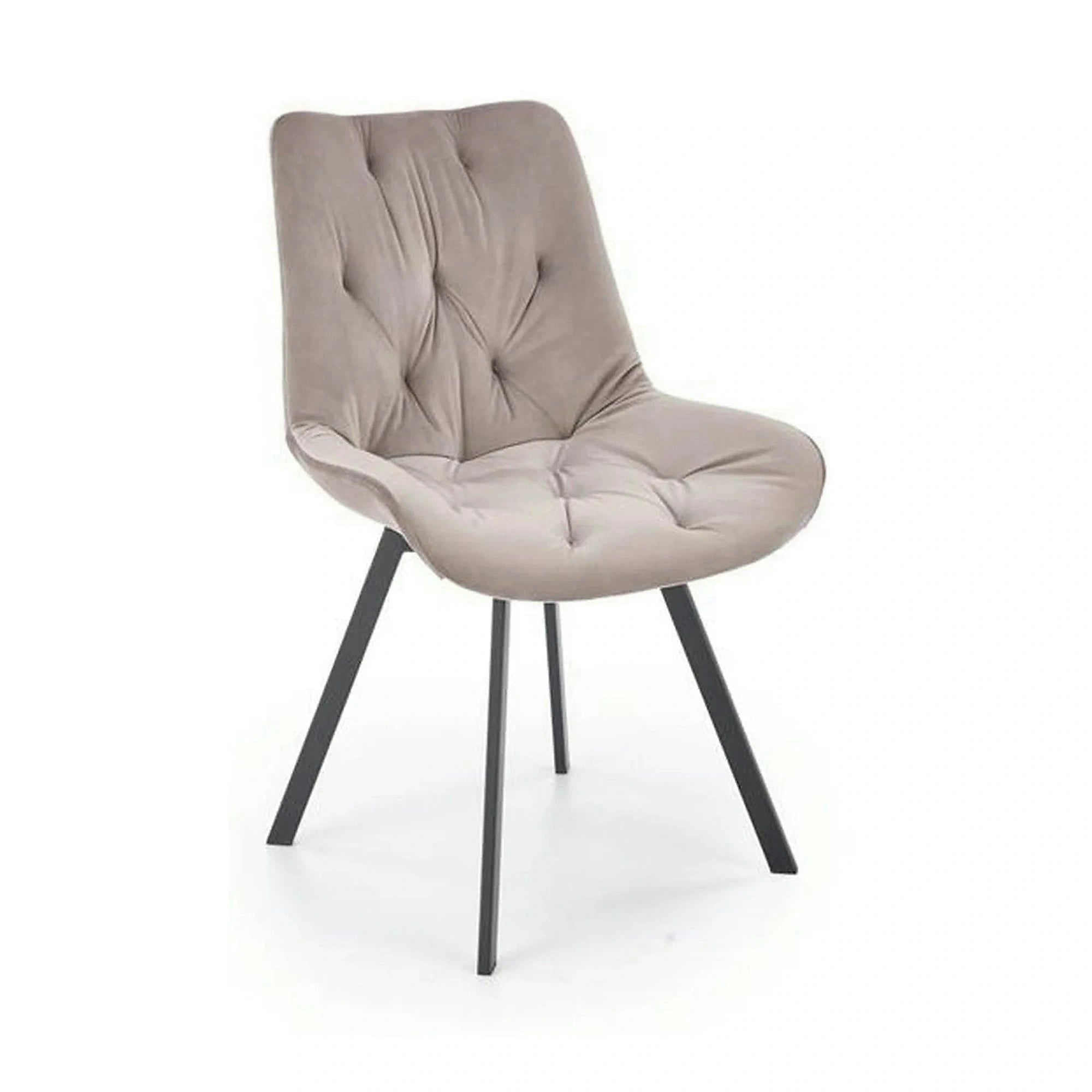 Scaun rotativ K519, bej/negru, stofa catifelata/metal, 54x63x86 cm