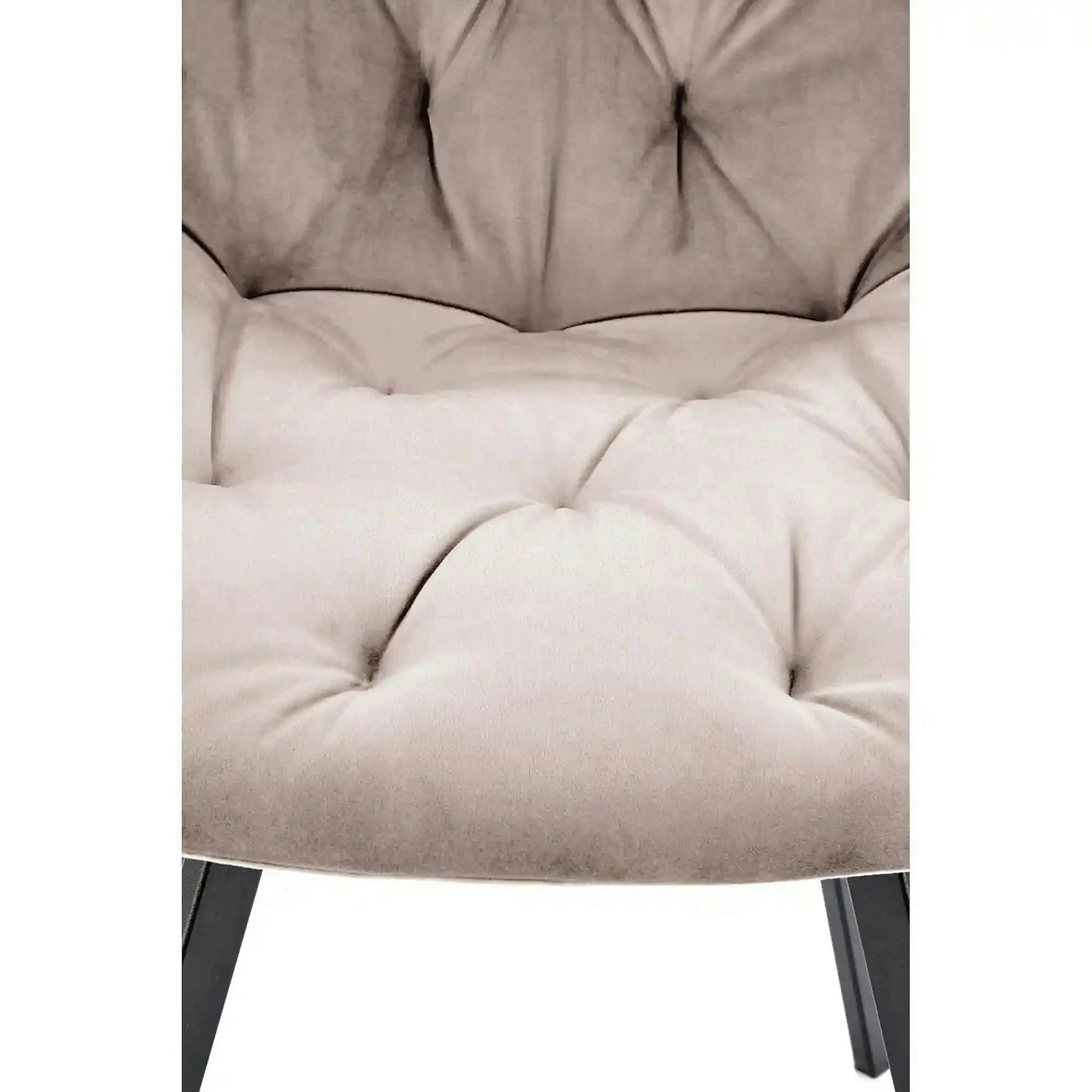 Scaun rotativ K519, bej/negru, stofa catifelata/metal, 54x63x86 cm