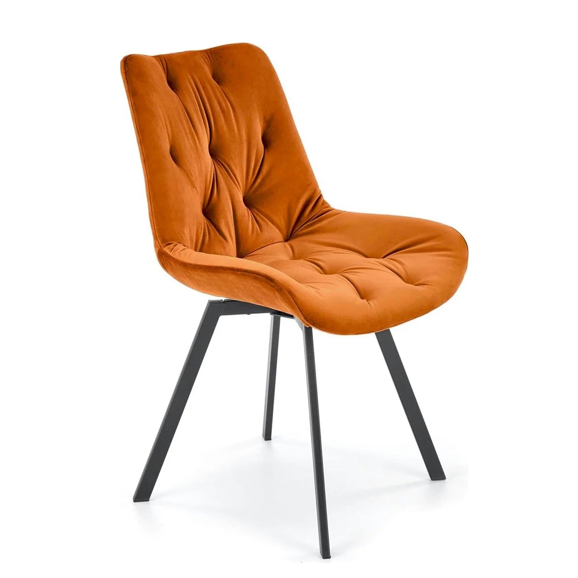 Scaun rotativ K519, caramiziu/negru, stofa catifelata/metal, 54x63x86 cm