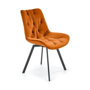 Scaun rotativ K519, caramiziu/negru, stofa catifelata/metal, 54x63x86 cm
