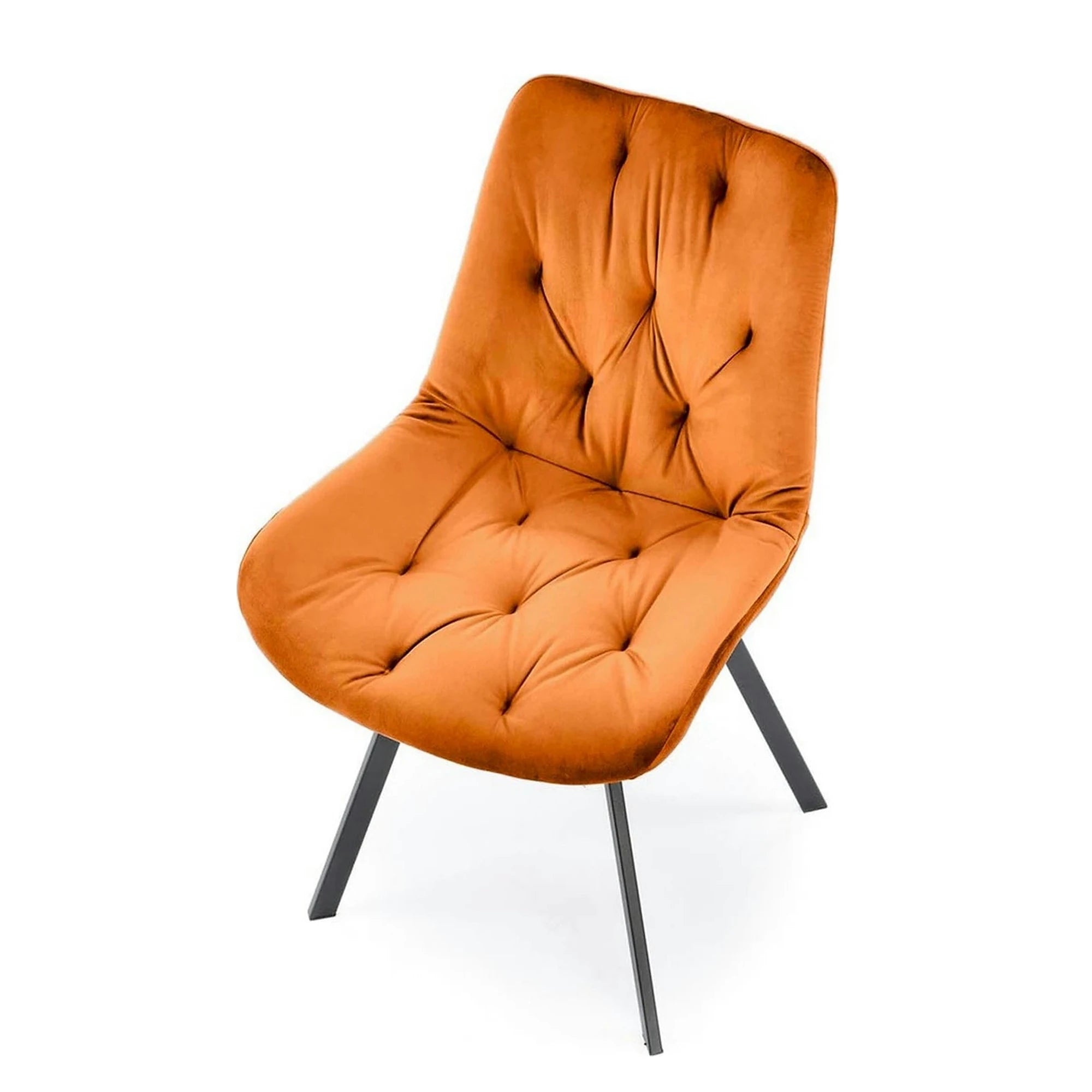 Scaun rotativ K519, caramiziu/negru, stofa catifelata/metal, 54x63x86 cm