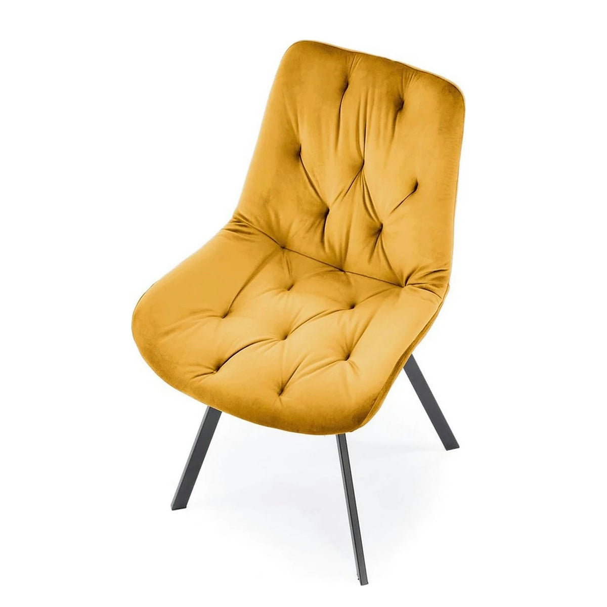 Scaun rotativ K519, galben/negru, stofa catifelata/metal, 54x63x86 cm
