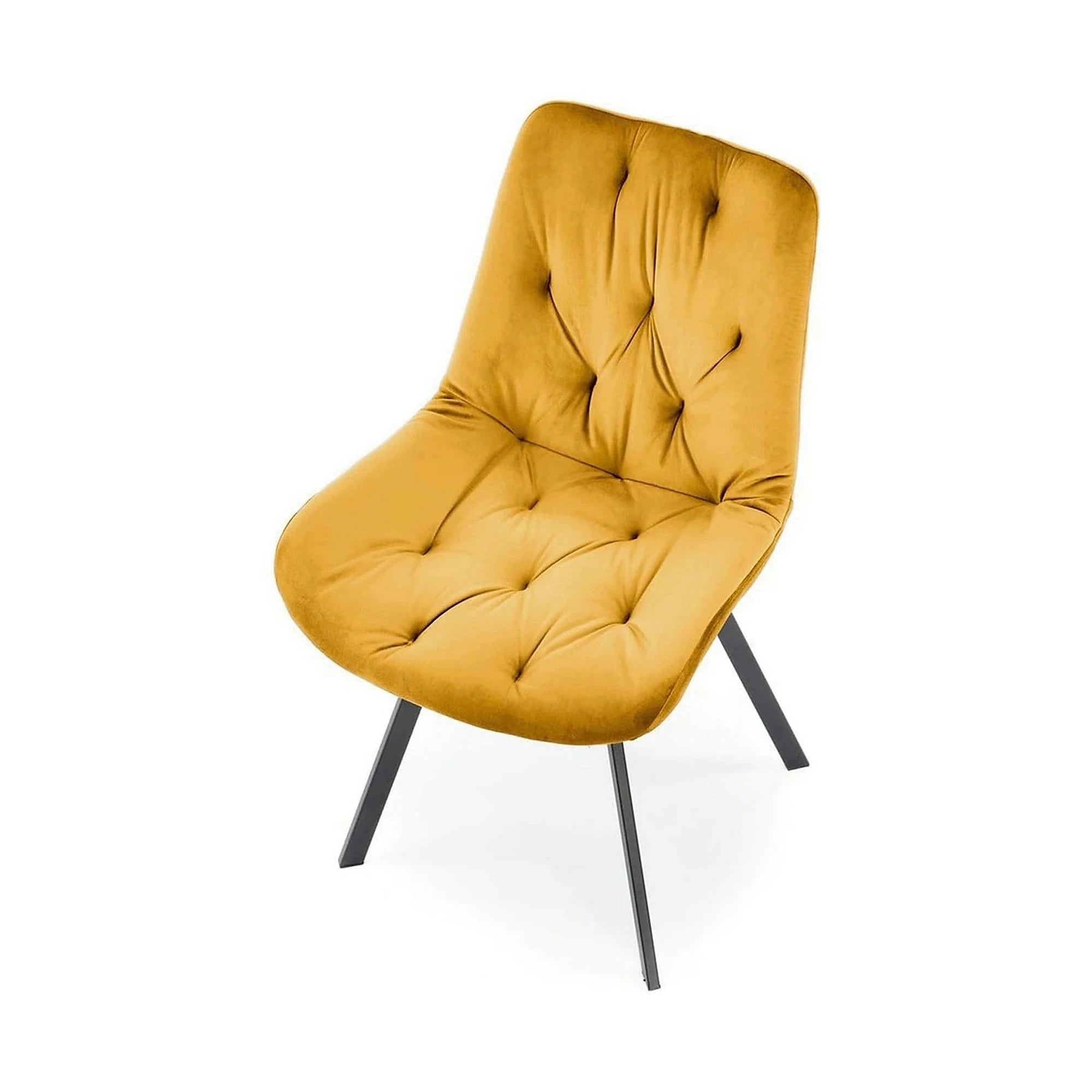 Scaun rotativ K519, galben/negru, stofa catifelata/metal, 54x63x86 cm