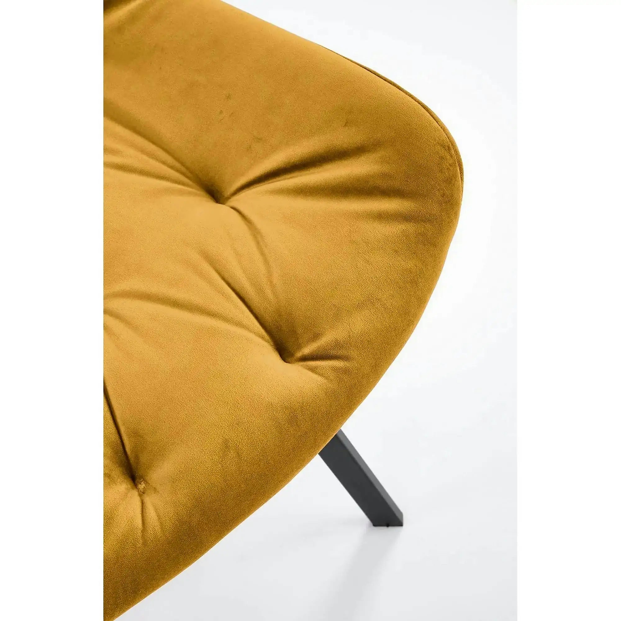 Scaun rotativ K519, galben/negru, stofa catifelata/metal, 54x63x86 cm